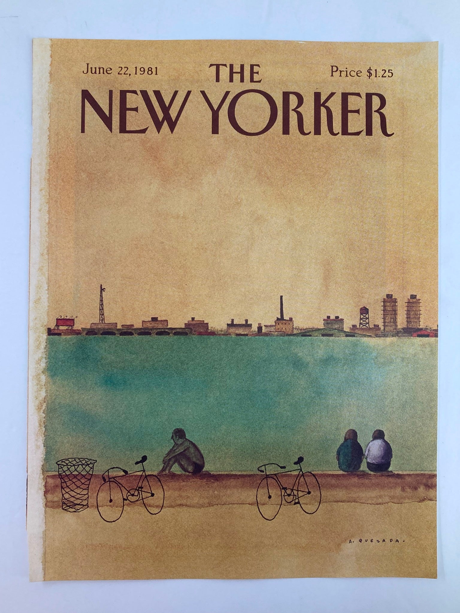 COVER ONLY The New Yorker June 22 1981 River Bikes by Abel Quezada No Label