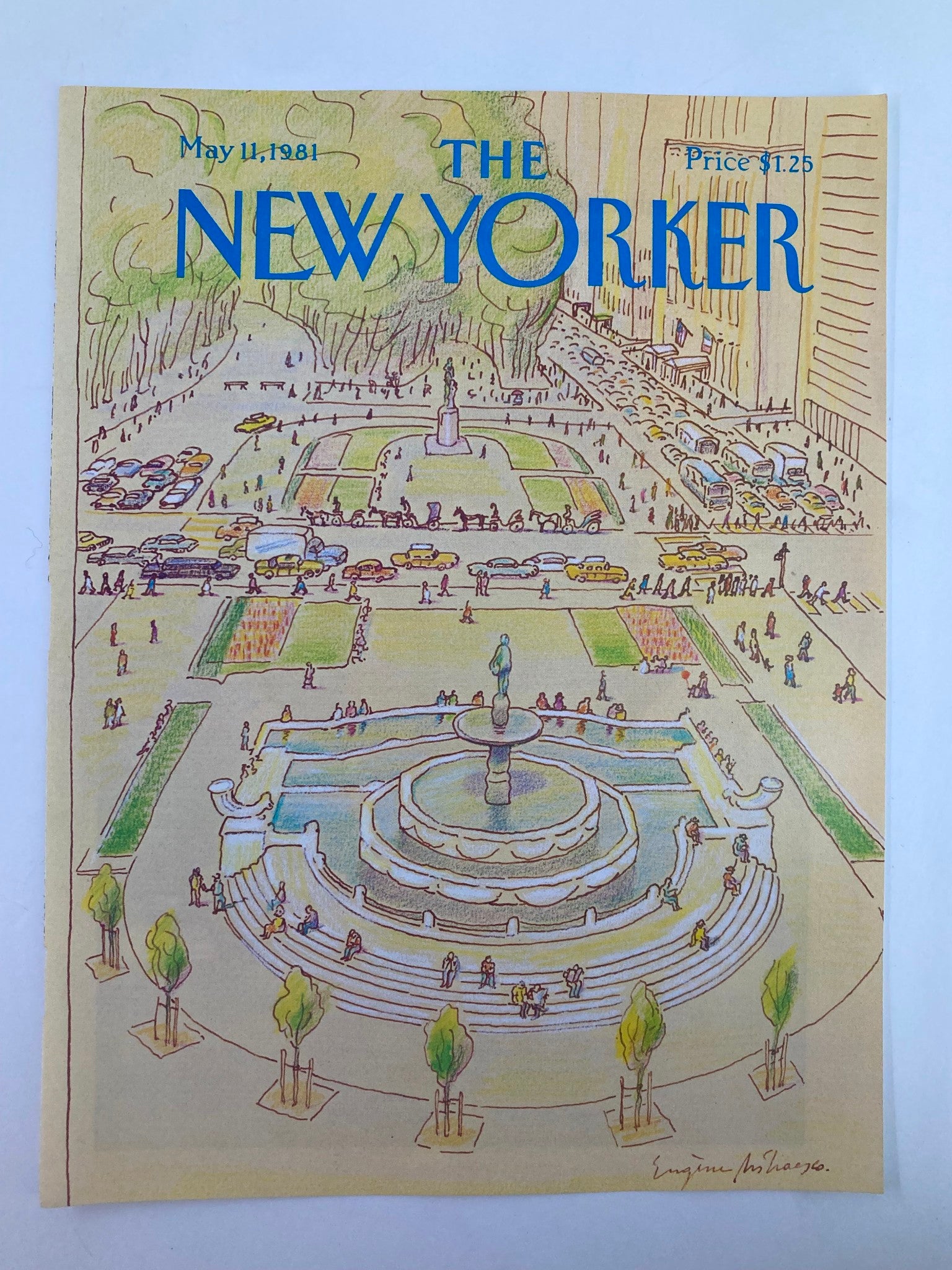 COVER ONLY The New Yorker May 11 1981 Central Roundabout by Eugene Mihaesco