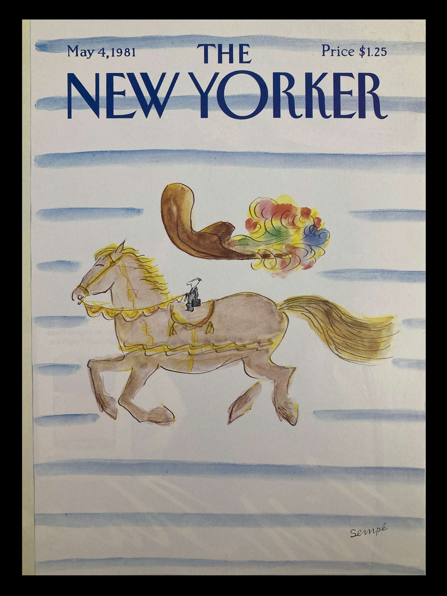 COVER ONLY The New Yorker May 4 1981 Tiny Cowboy by J. J. Sempe No Label