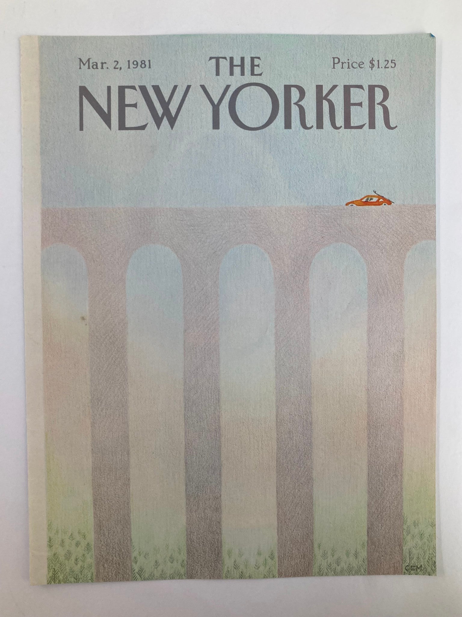 COVER ONLY The New Yorker March 2 1981 Over the Bridge by Charles E. Martin