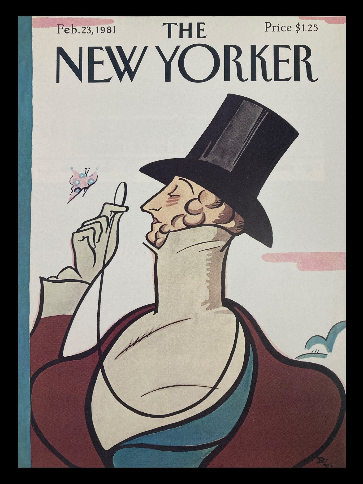 COVER ONLY The New Yorker February 23 1981 Eustace Tilley by Ira Levin No Label