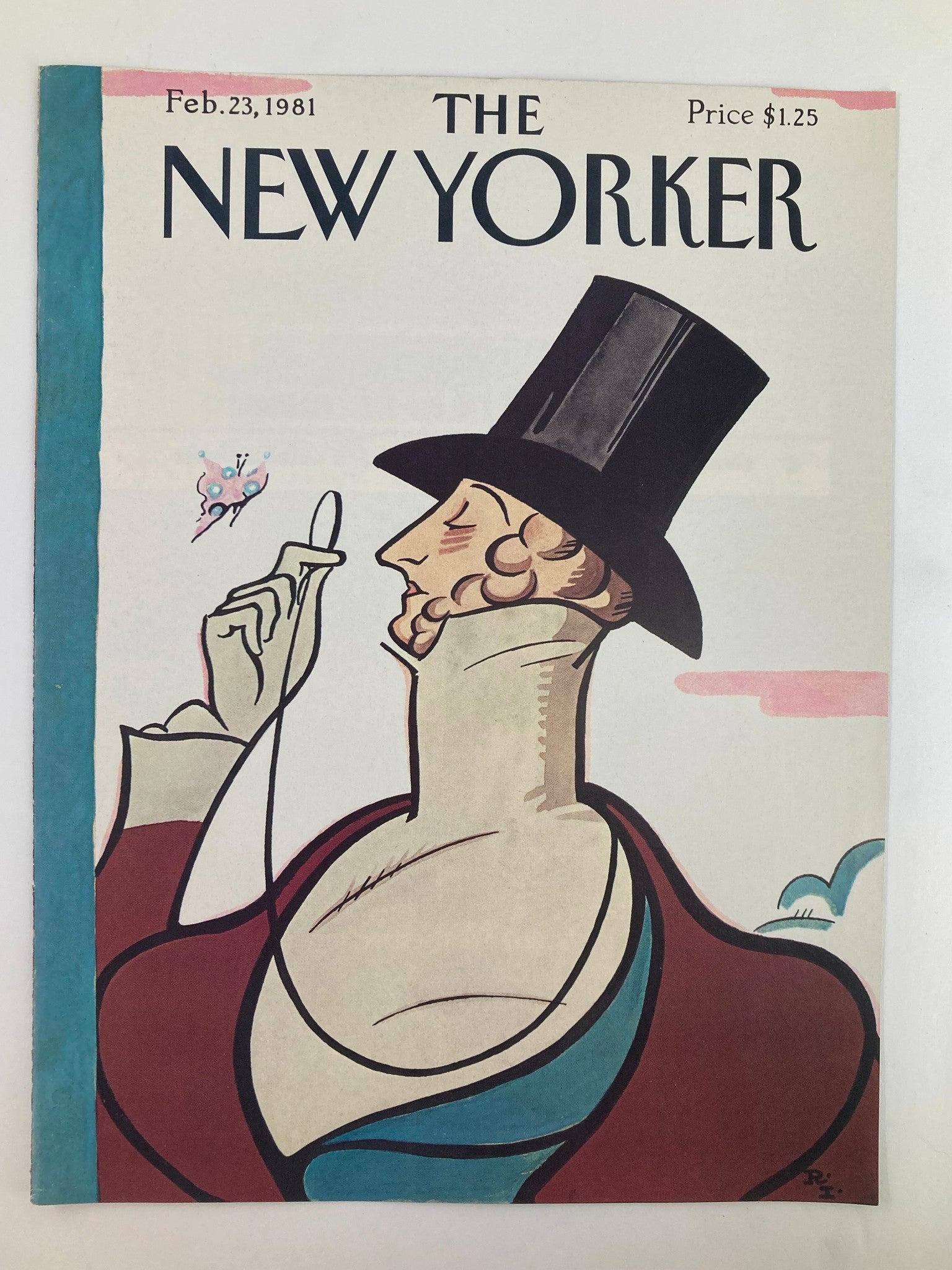 COVER ONLY The New Yorker February 23 1981 Eustace Tilley by Ira Levin No Label