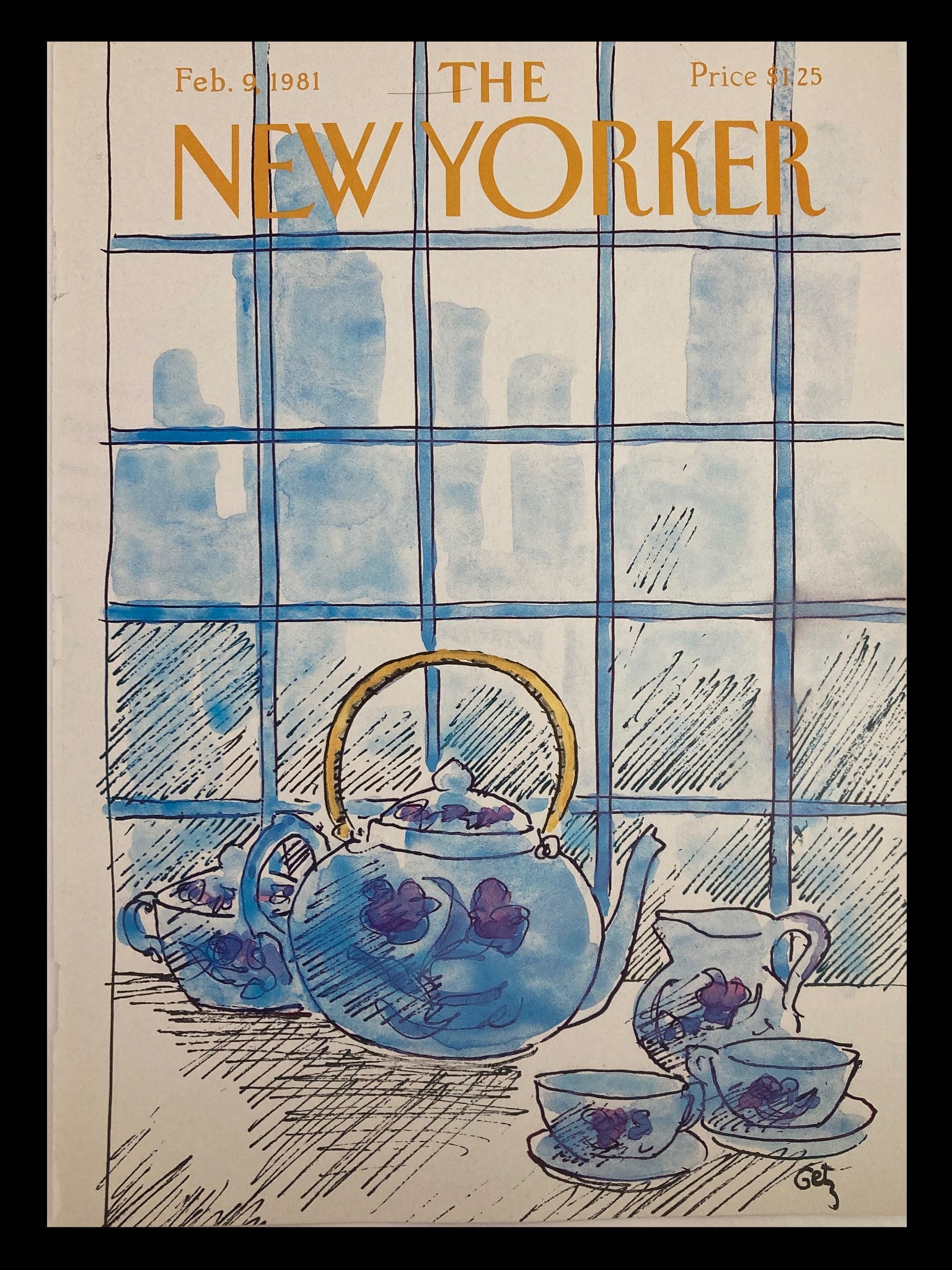 COVER ONLY The New Yorker February 9 1981 Tea Time by Arthur Getz No Label