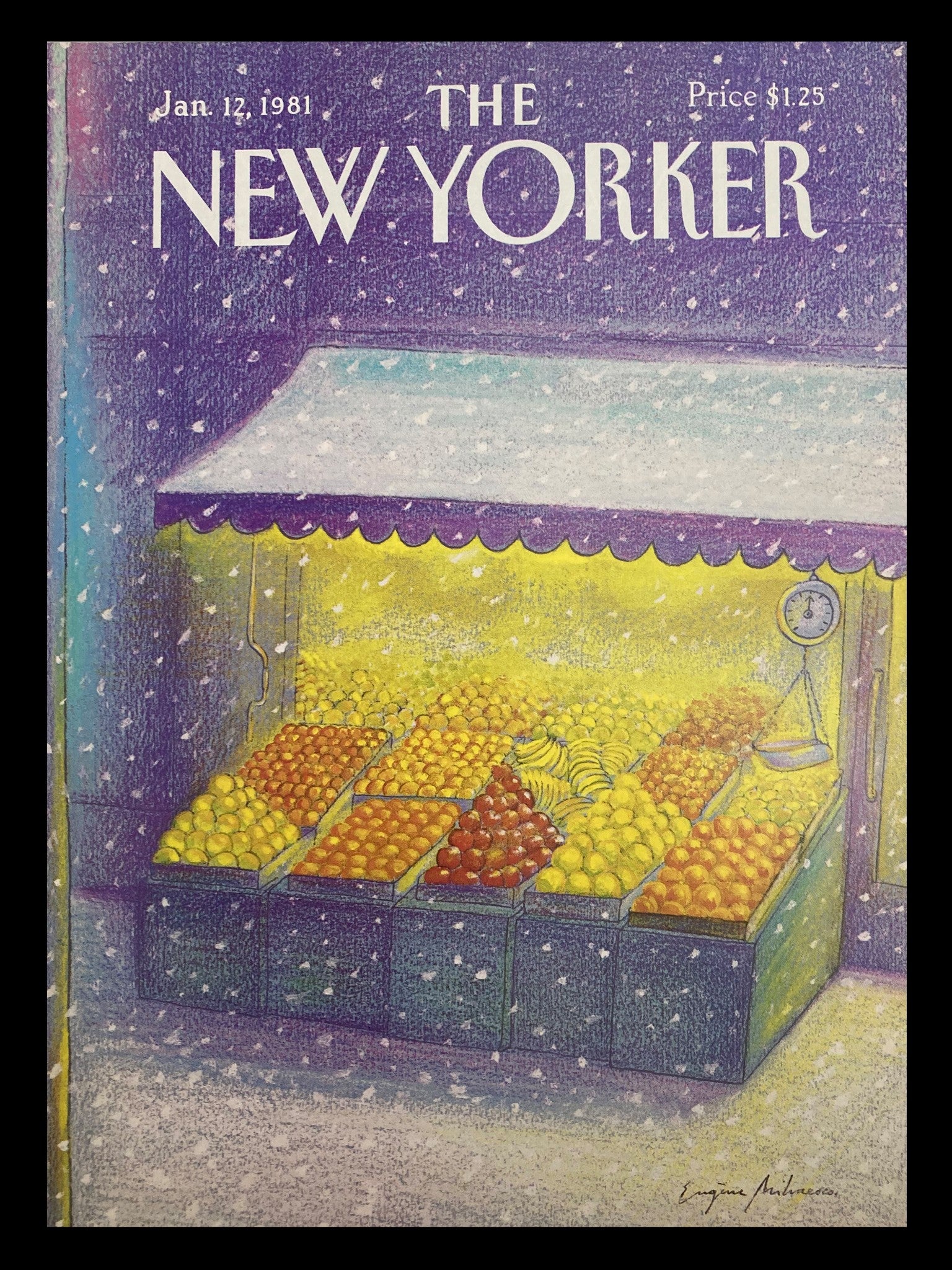 COVER ONLY The New Yorker January 12 1981 Fruit Stand by Eugene Mihaesco