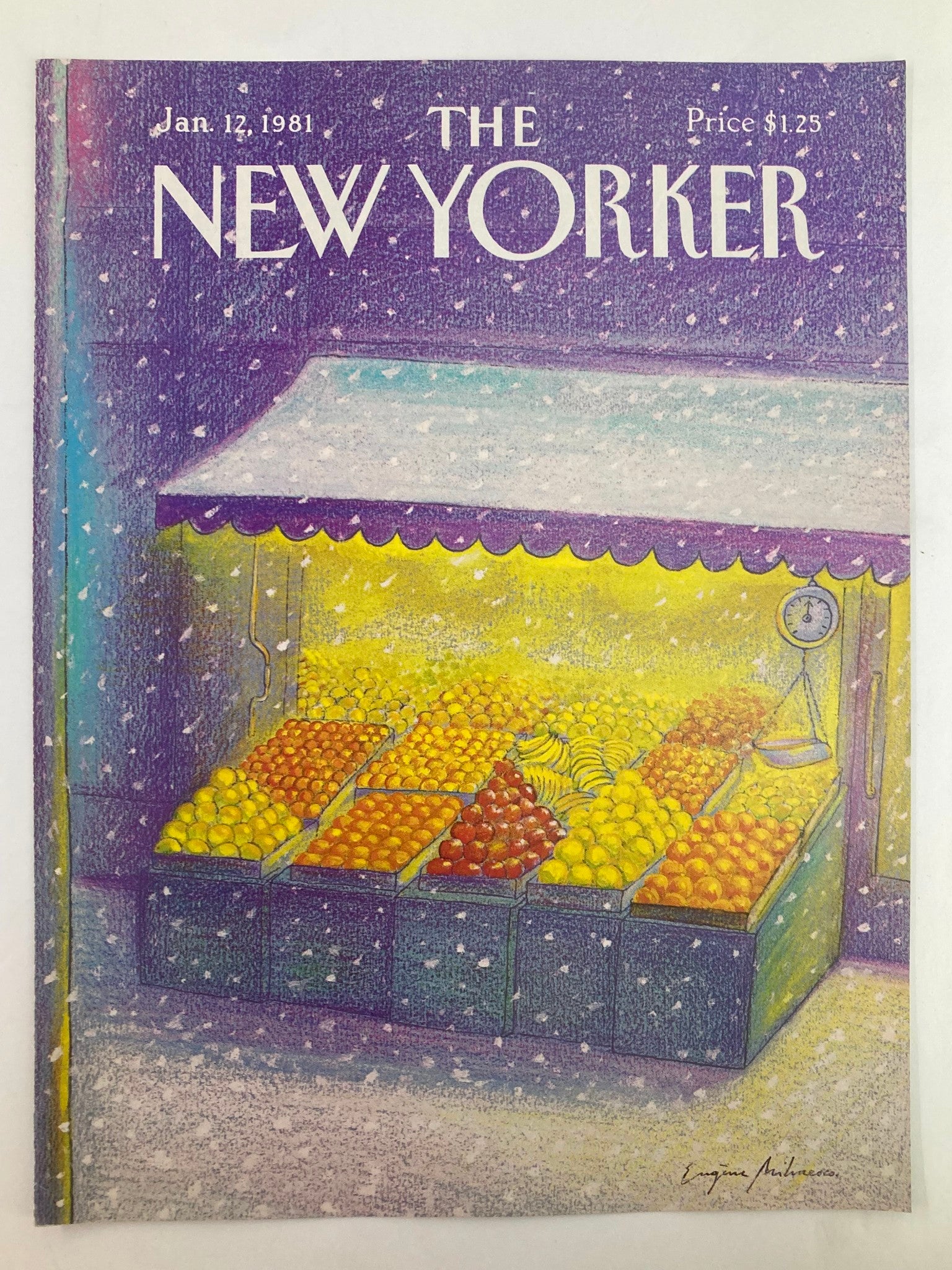 COVER ONLY The New Yorker January 12 1981 Fruit Stand by Eugene Mihaesco