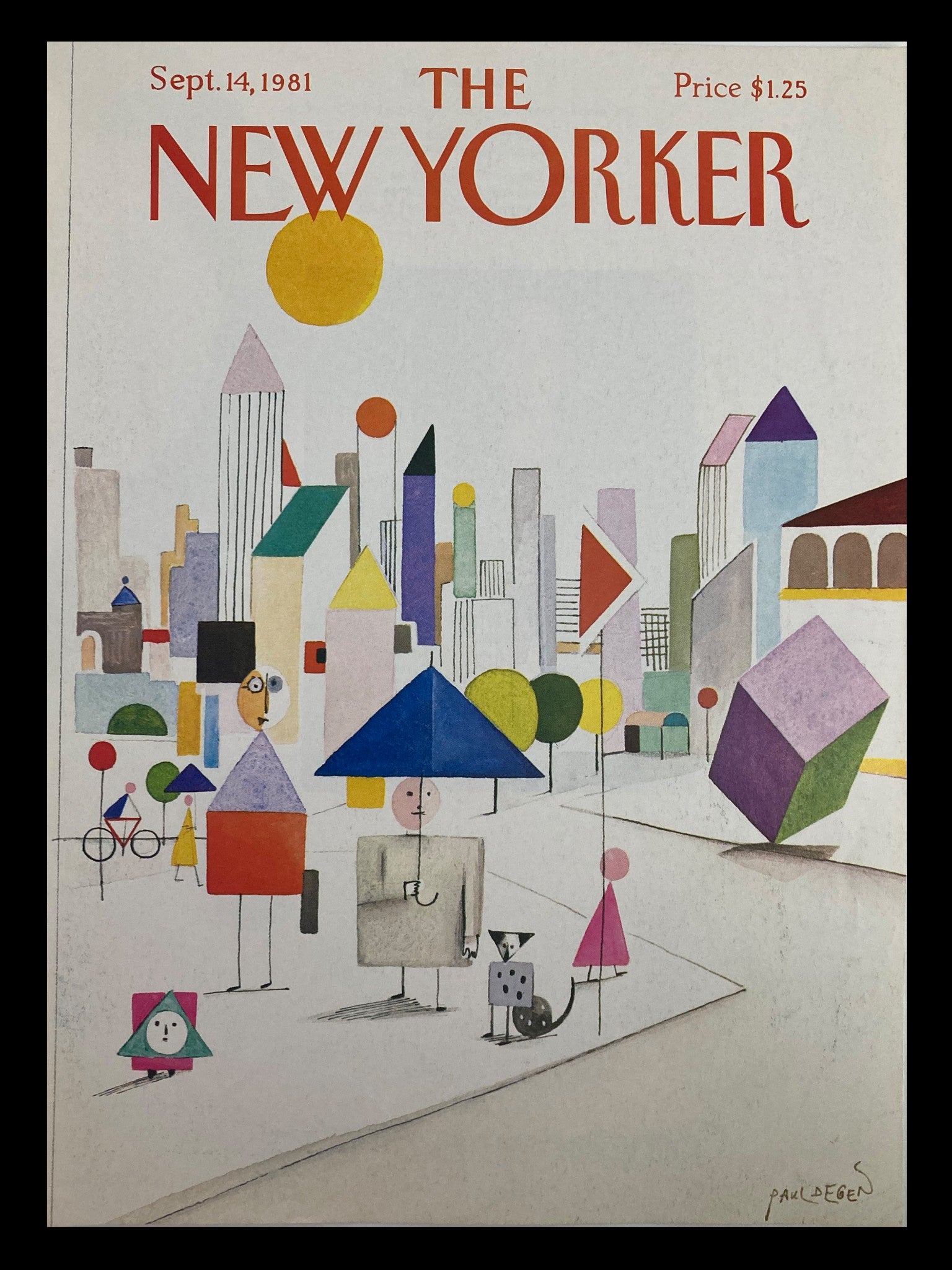 COVER ONLY The New Yorker September 14 1981 Geometric Shapes by Paul Degen