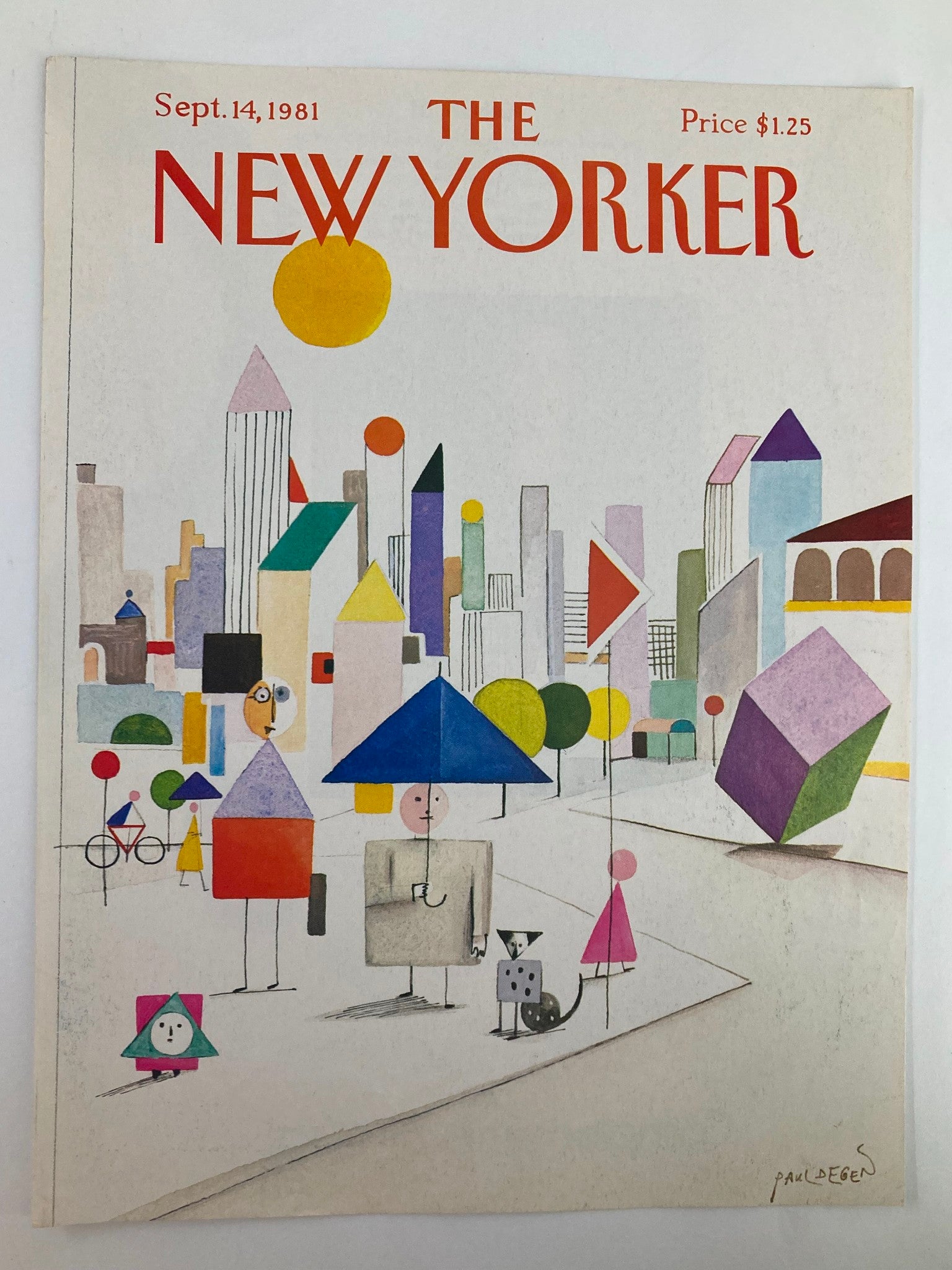 COVER ONLY The New Yorker September 14 1981 Geometric Shapes by Paul Degen