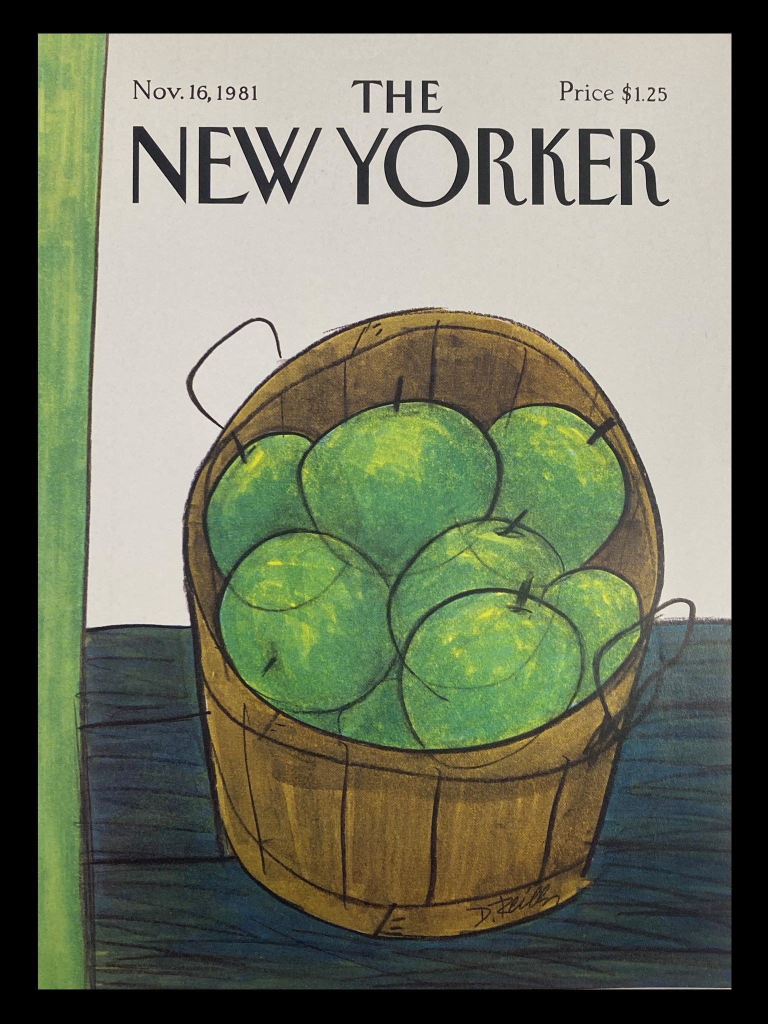 COVER ONLY The New Yorker November 16 1981 Bucket of Apple by Donald Reilly