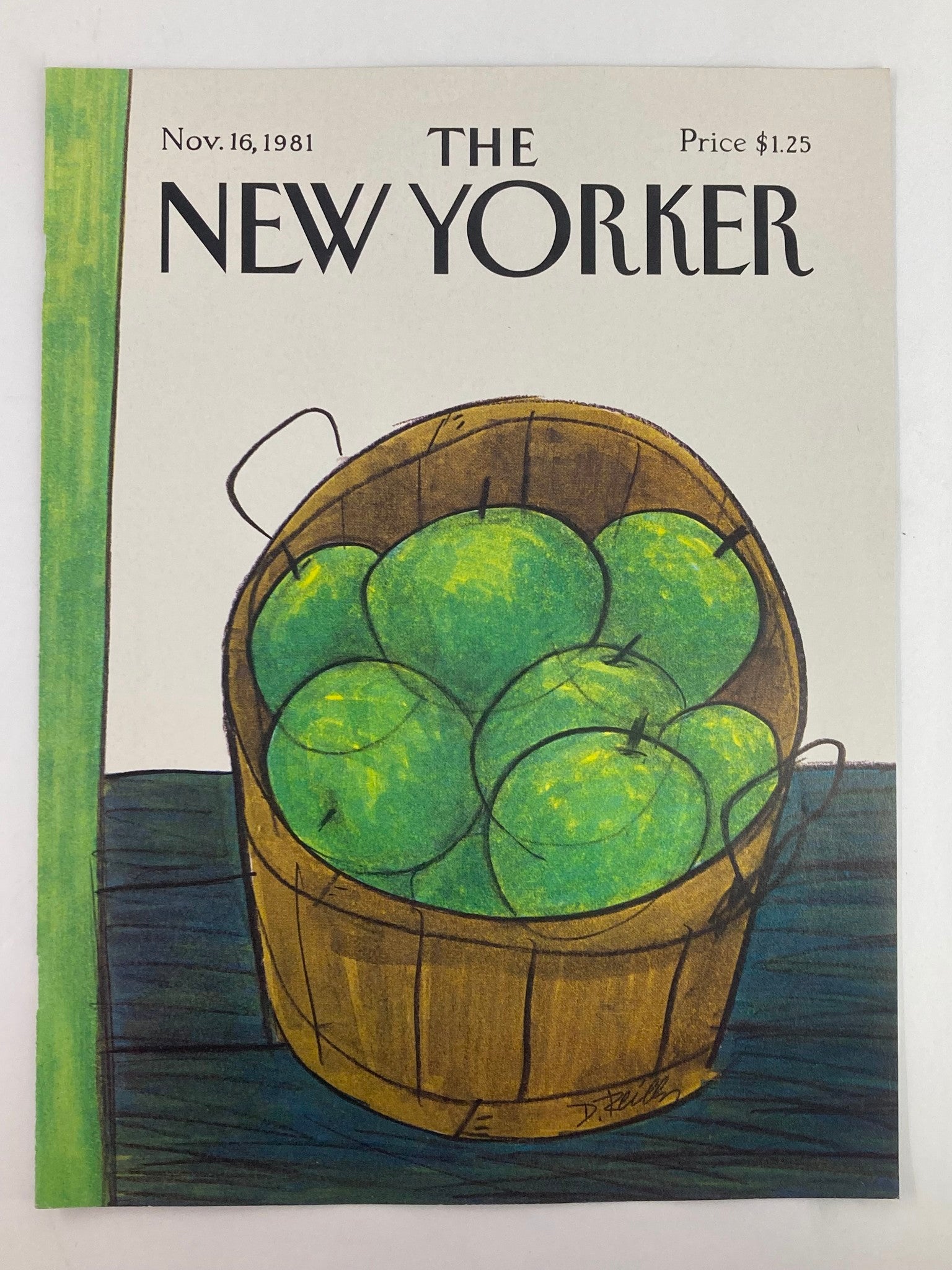 COVER ONLY The New Yorker November 16 1981 Bucket of Apple by Donald Reilly