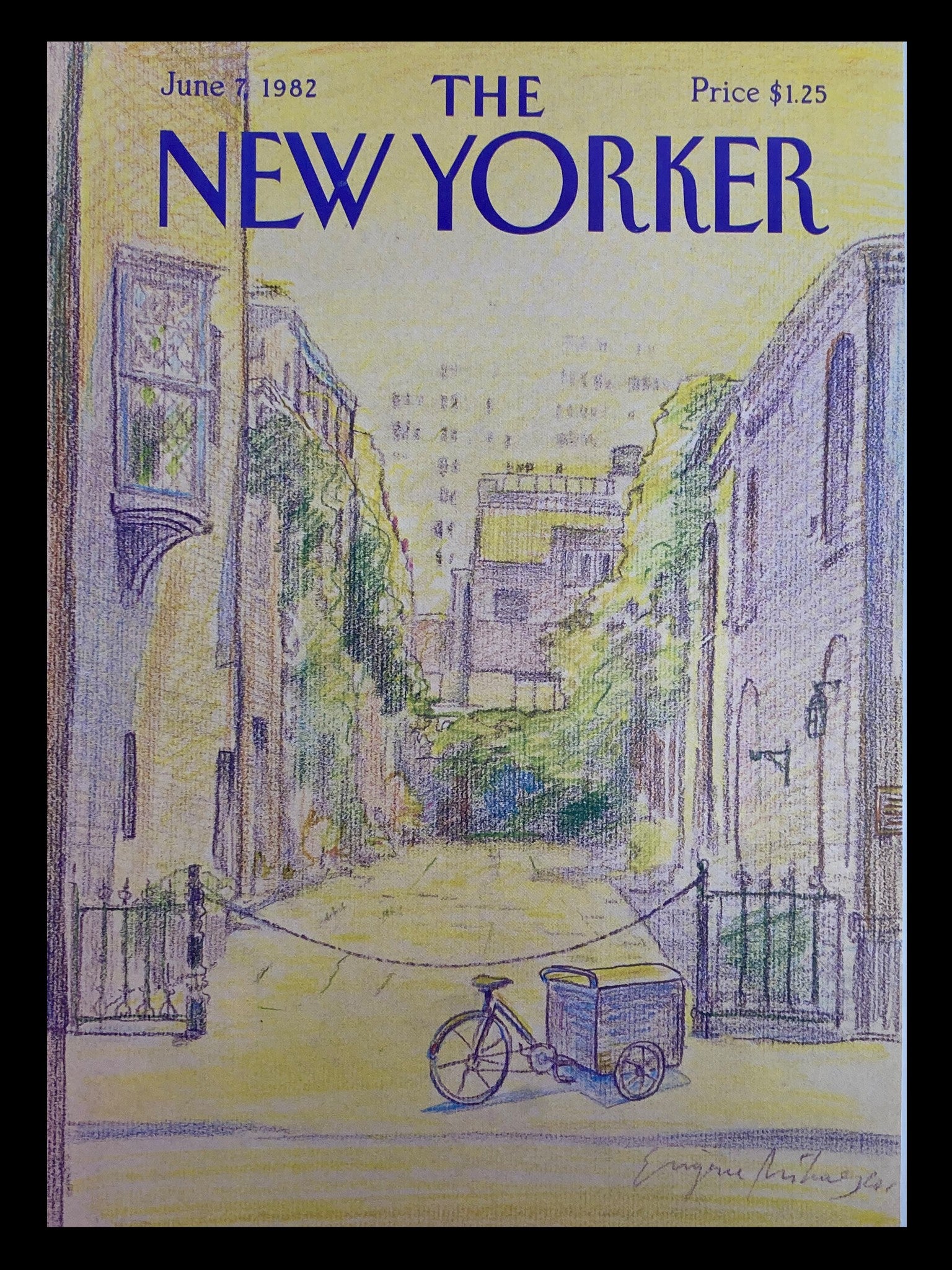 COVER ONLY The New Yorker June 7 1982 Courtyard Bike by Eugene Mihaesco