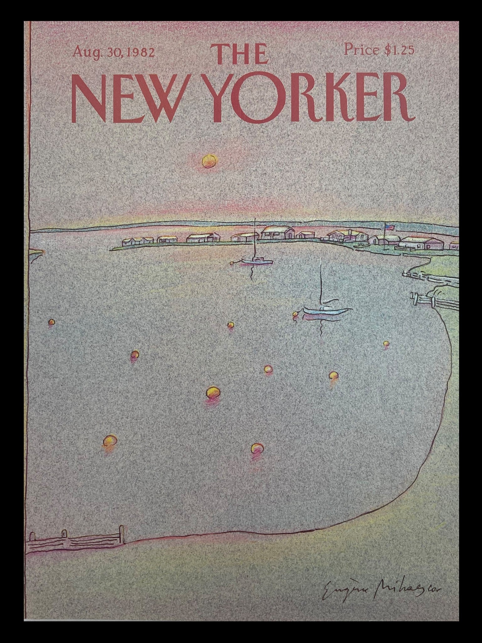 COVER ONLY The New Yorker August 30 1982 Sunset Sail by Eugene Mihaesco