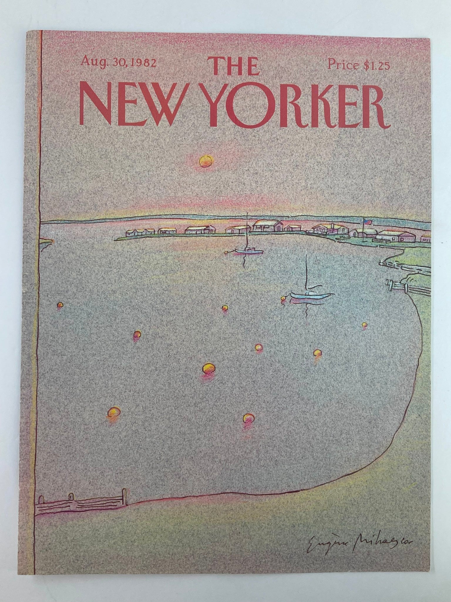 COVER ONLY The New Yorker August 30 1982 Sunset Sail by Eugene Mihaesco