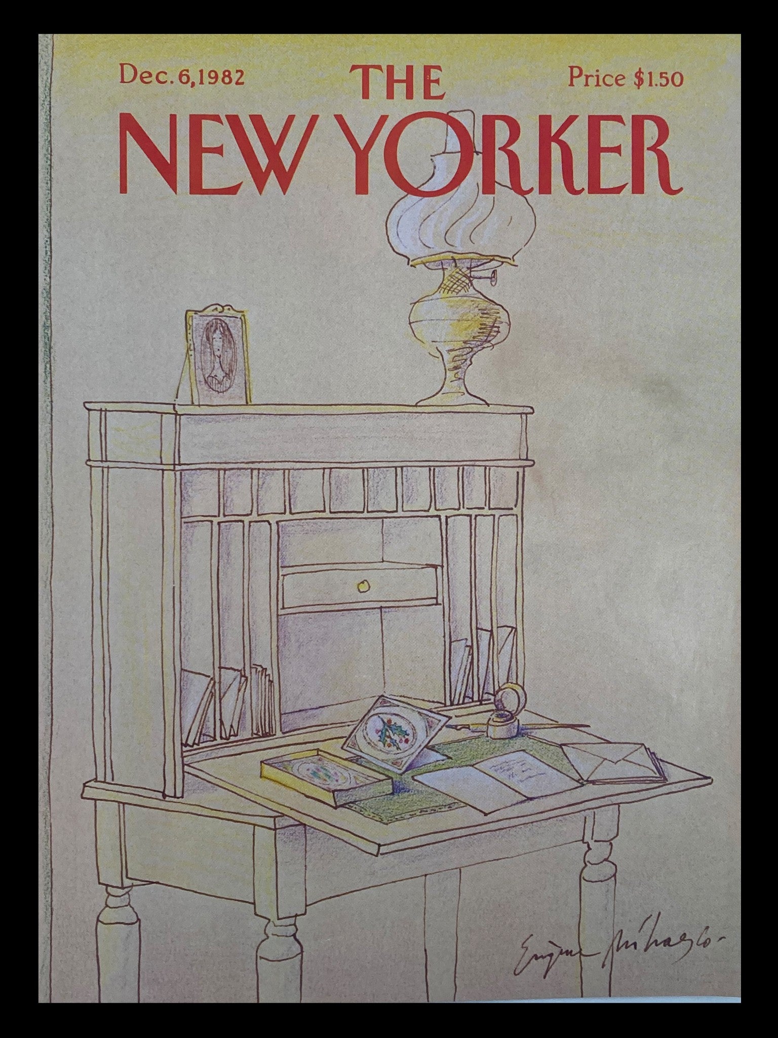 COVER ONLY The New Yorker December 6 1982 Writing a Letter by Eugene Mihaesco