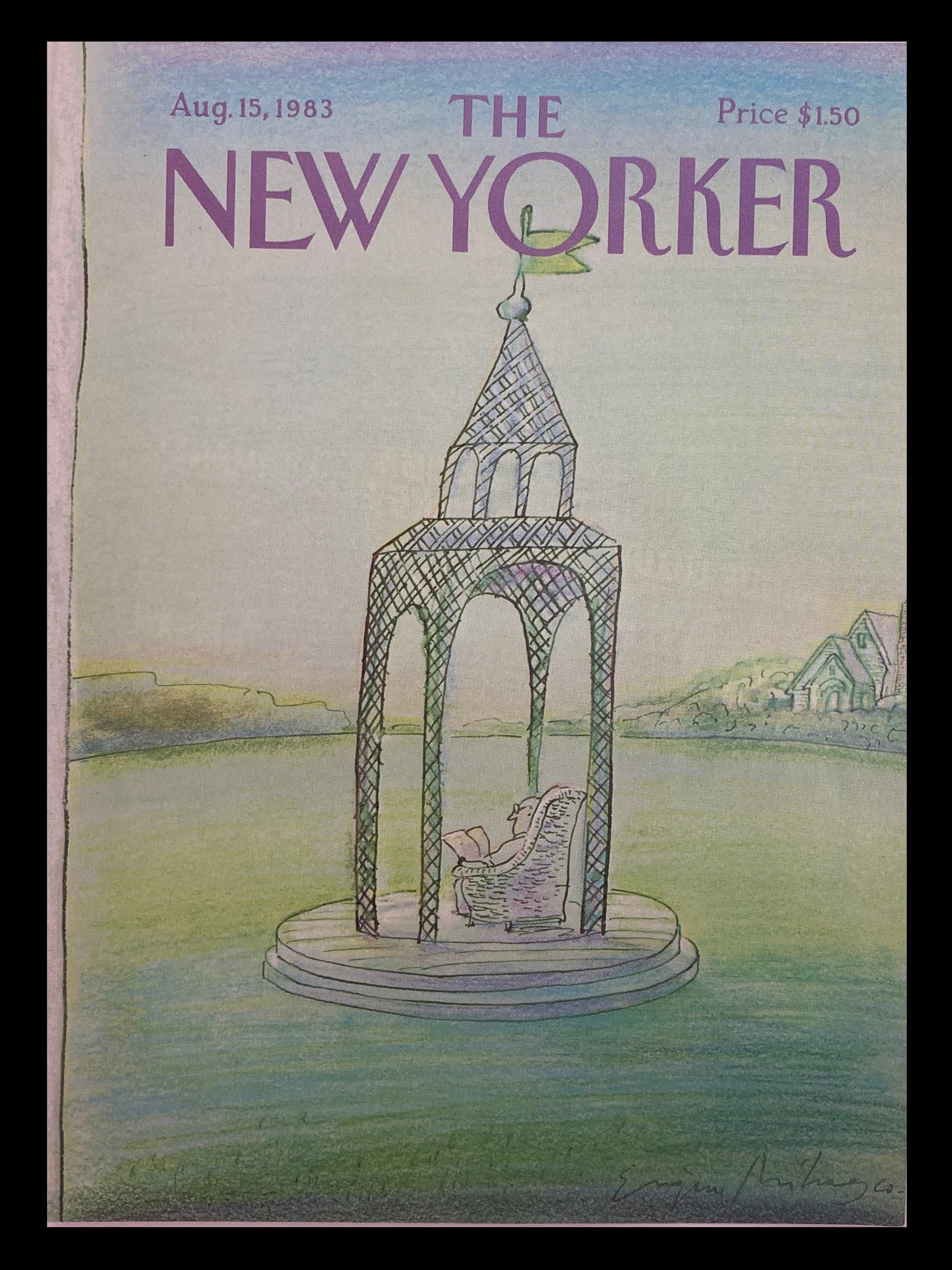 COVER ONLY The New Yorker August 15 1983 Single Gazebo by Eugene Mihaesco