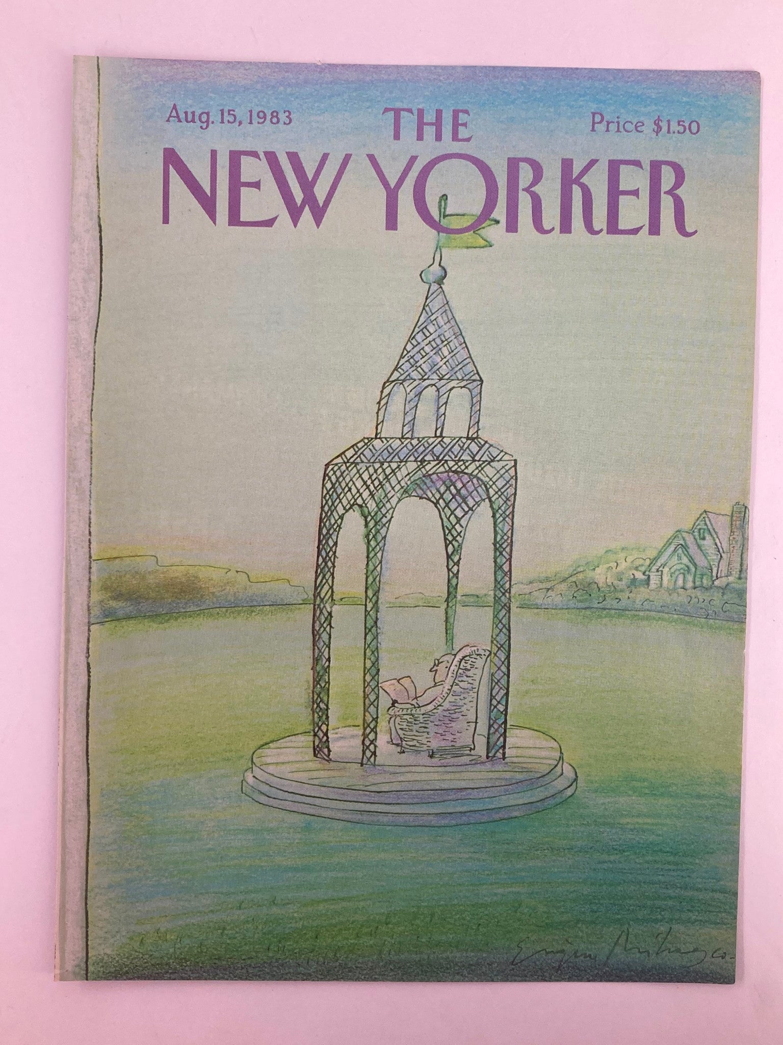 COVER ONLY The New Yorker August 15 1983 Single Gazebo by Eugene Mihaesco