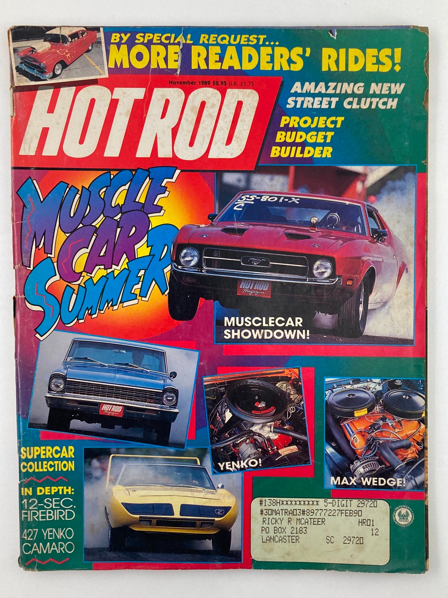 VTG Hot Rod Magazine November 1989 Vol 42 #11 Musclecar Showdown Yenko & Wedge