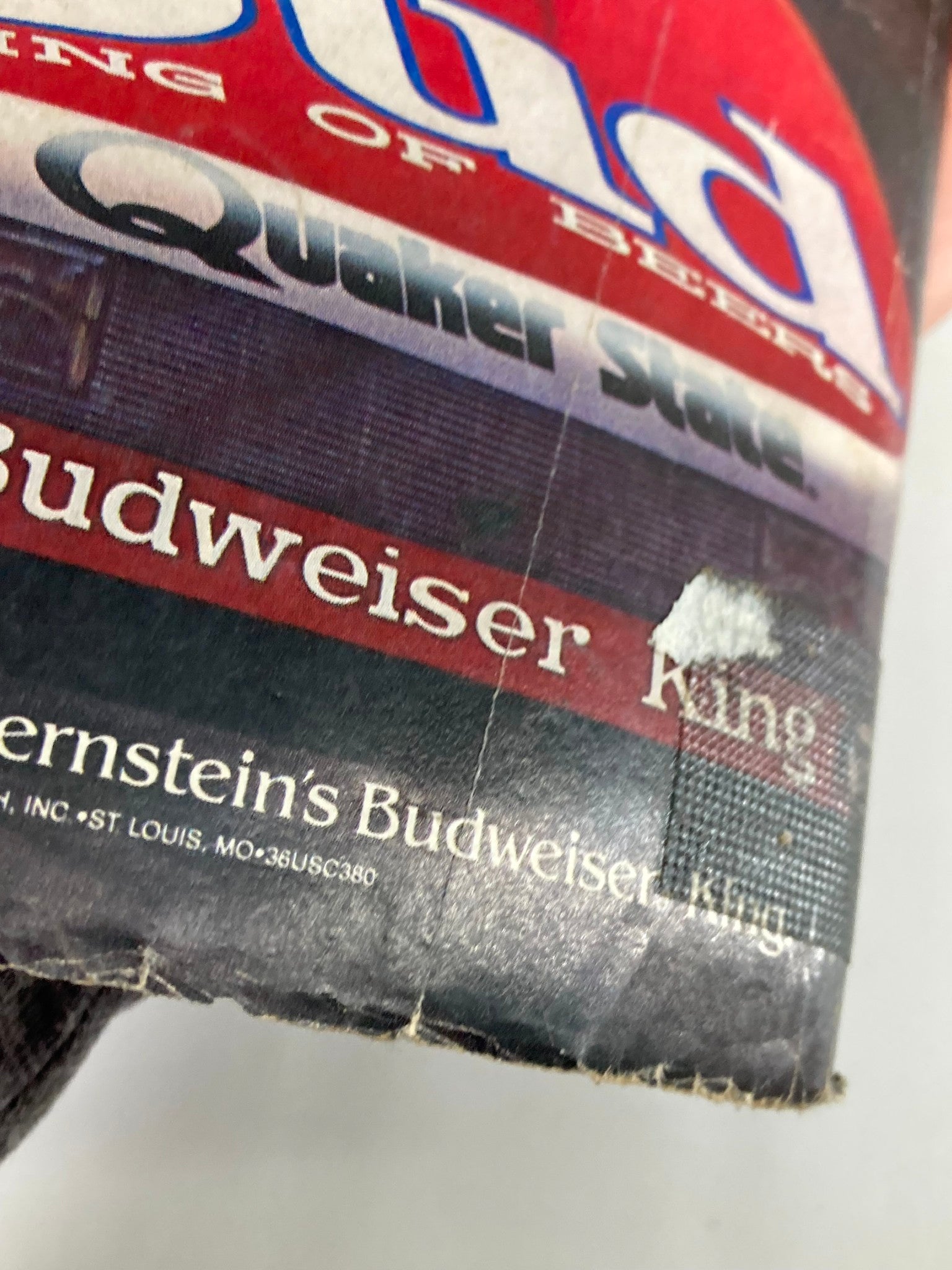 Close-up image of the Budweiser advertisement on the back cover of VTG Hot Rod Magazine April 1988 Vol 41 #4.