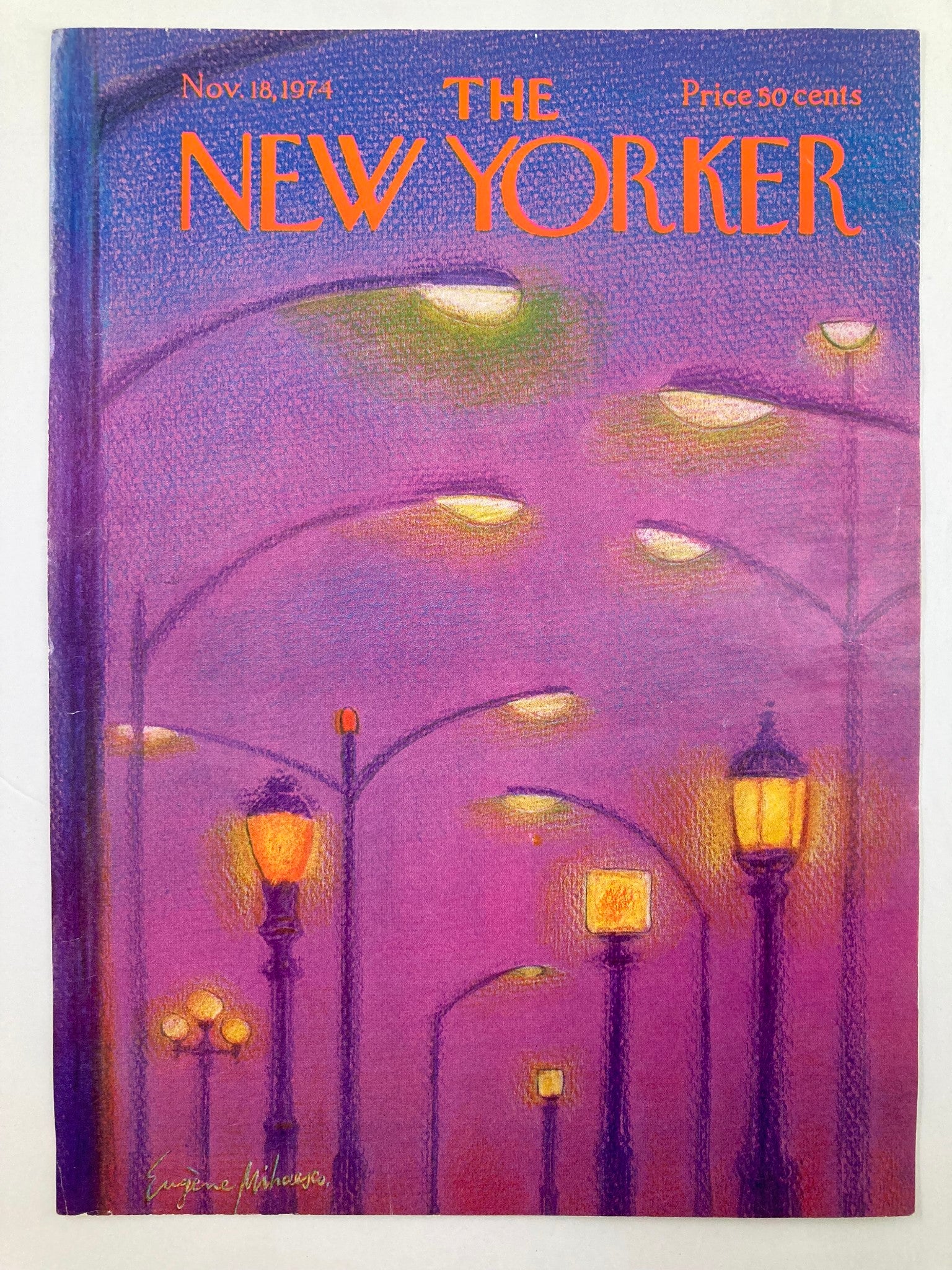 COVER ONLY The New Yorker November 18 1974 Fog in the Bowery by Eugene Mihaesco