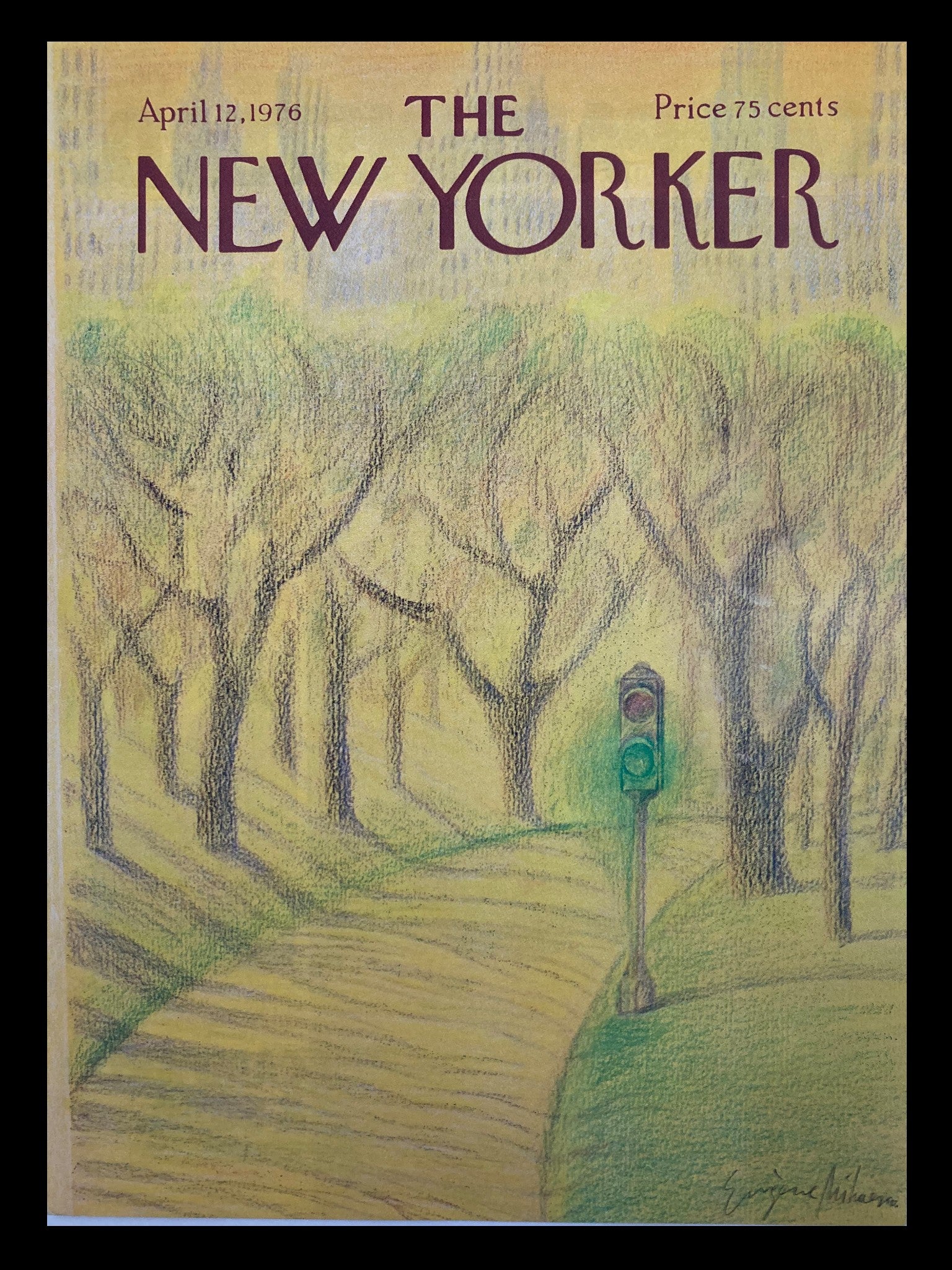 COVER ONLY The New Yorker April 12 1976 Light Rural Road by Eugene Mihaesco