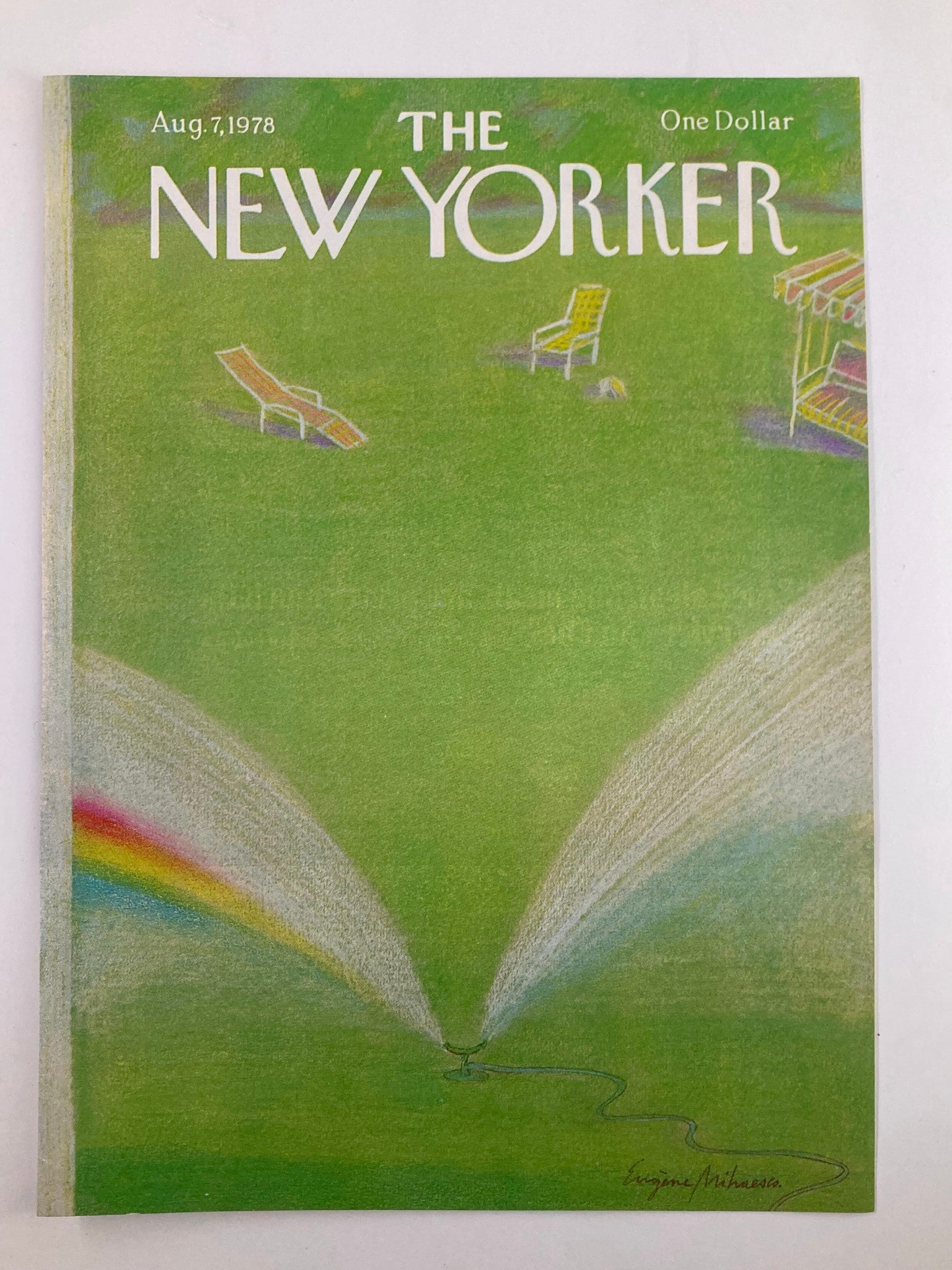 COVER ONLY The New Yorker August 7 1978 Lawn Sprinkler by Eugene Mihaesco