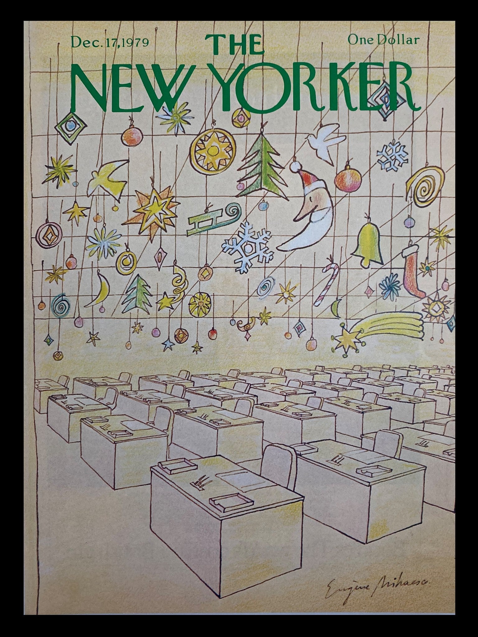 COVER ONLY The New Yorker December 17 1979 Christmas List by Eugene Mihaesco