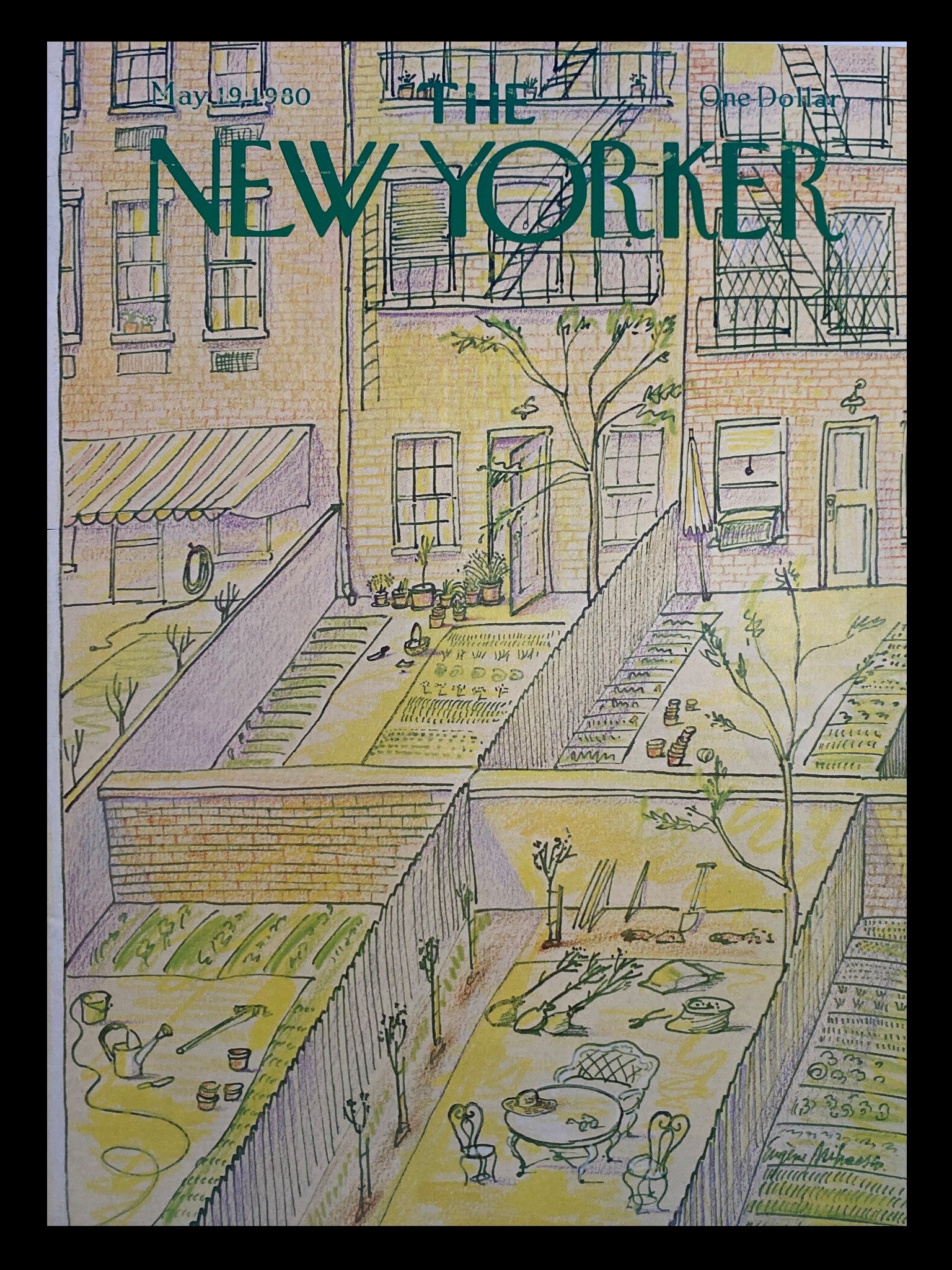 COVER ONLY The New Yorker May 19 1980 Backyard Greens by Eugene Mihaesco