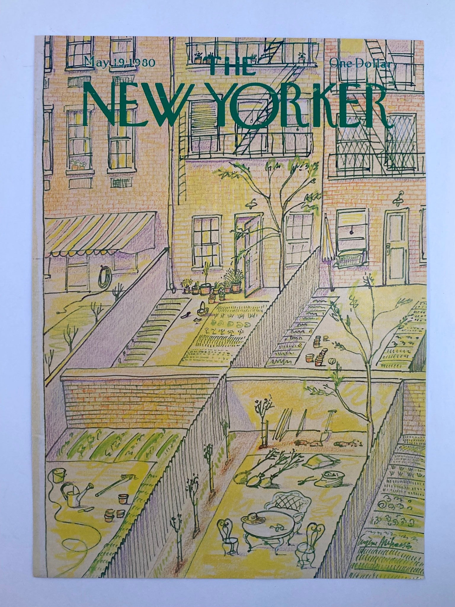 COVER ONLY The New Yorker May 19 1980 Backyard Greens by Eugene Mihaesco