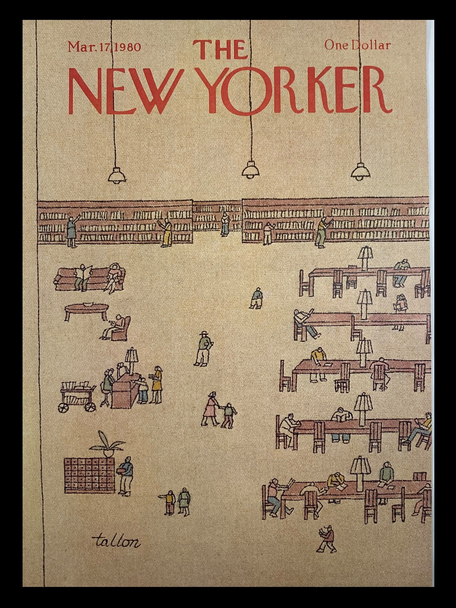 COVER ONLY The New Yorker March 17 1980 The Library by Robert Tallon