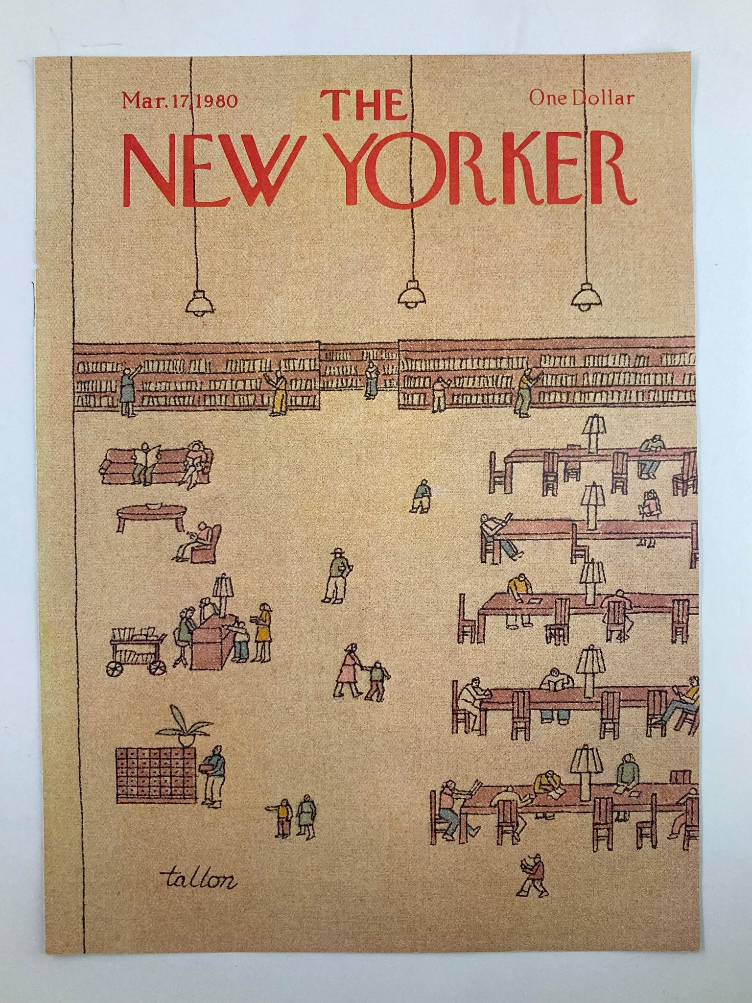 COVER ONLY The New Yorker March 17 1980 The Library by Robert Tallon