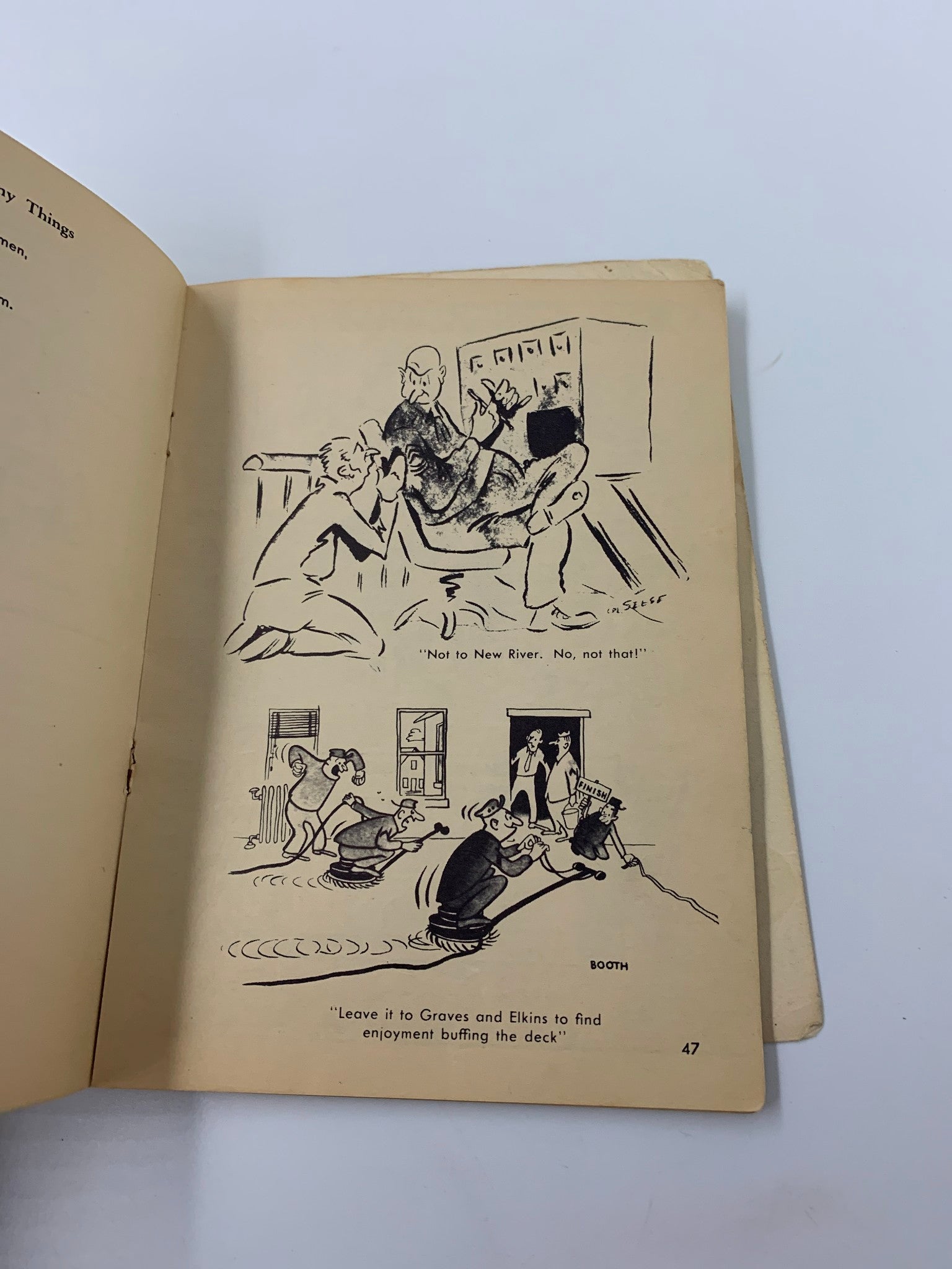 Interior page illustration from 1951 Leatherneck's Book of Gyrene Gyngles and Cartoons, featuring humorous military-themed cartoons.
