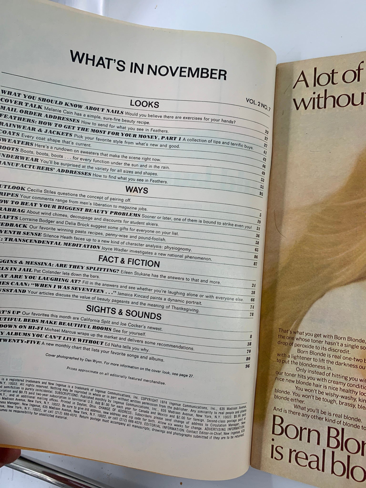 VTG New Ingenue Magazine November 1974 Melanie Cain Has A Simple Beauty Recipe