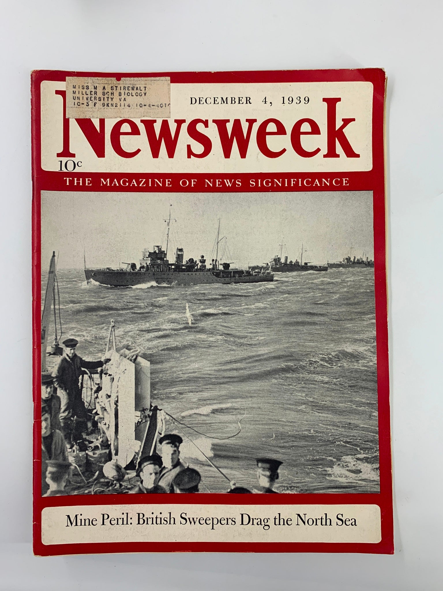 VTG Newsweek Magazine December 4 1939 British Sweepers Drag the North Sea