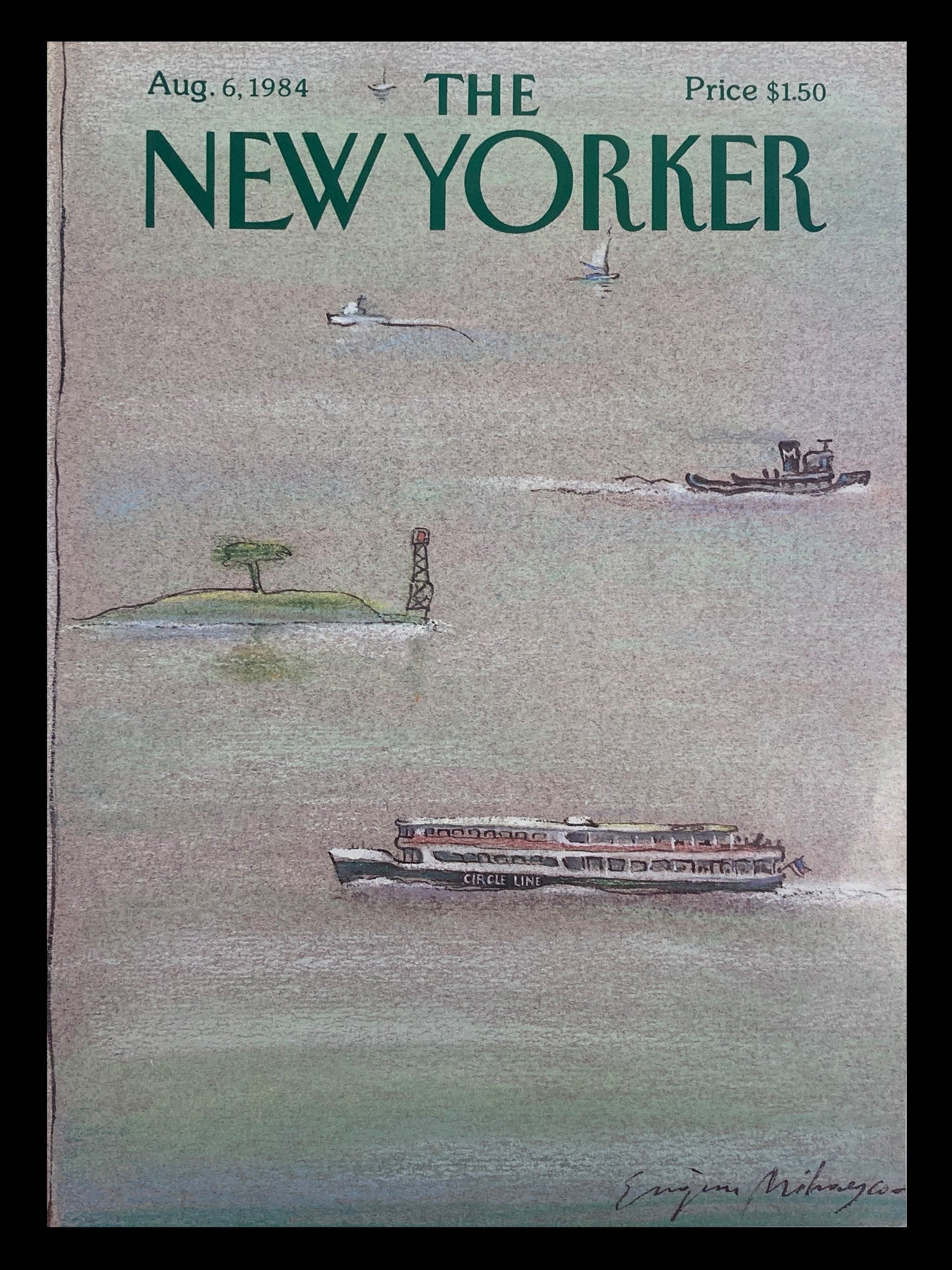 COVER ONLY The New Yorker August 6 1984 Ocean Vehicles by Eugene Mihaesco