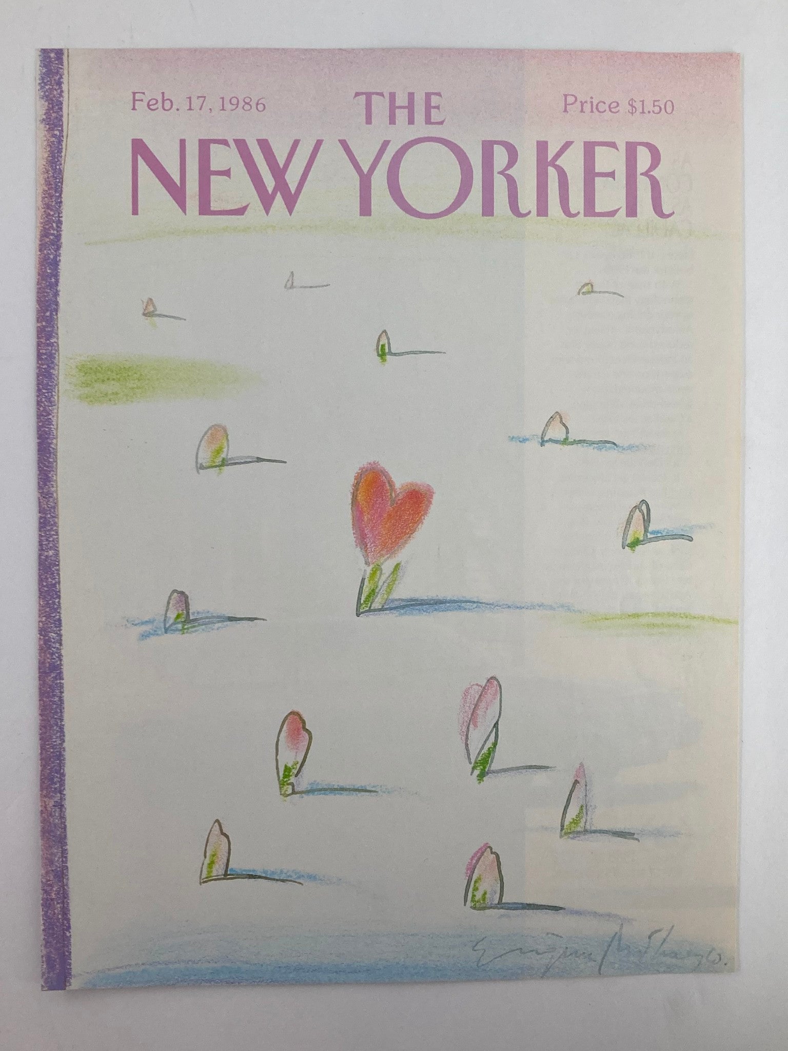 COVER ONLY The New Yorker February 17 1986 Flower Heart by Eugene Mihaesco