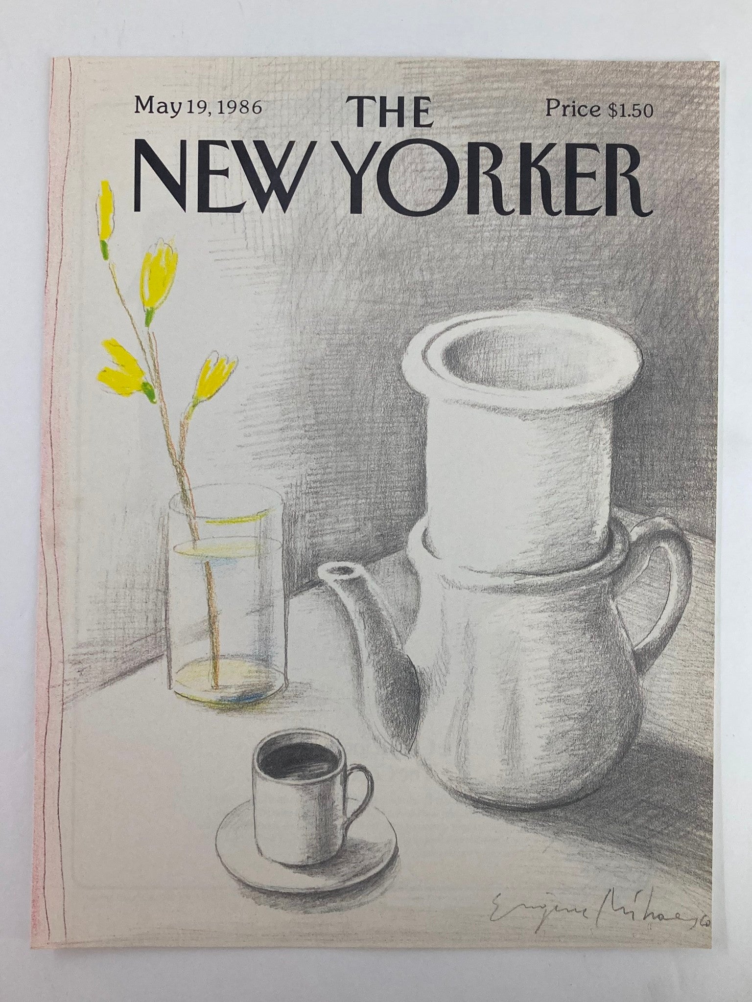 COVER ONLY The New Yorker May 19 1986 Tea Time Daisy by Eugene Mihaesco