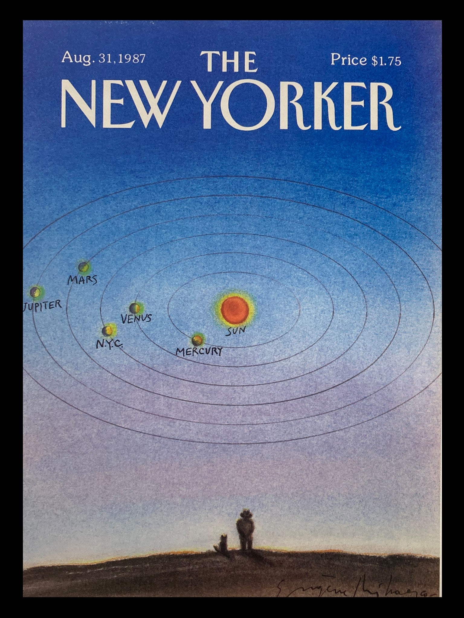 COVER ONLY The New Yorker August 31 1987 Planets & The Sun by Eugene Mihaesco