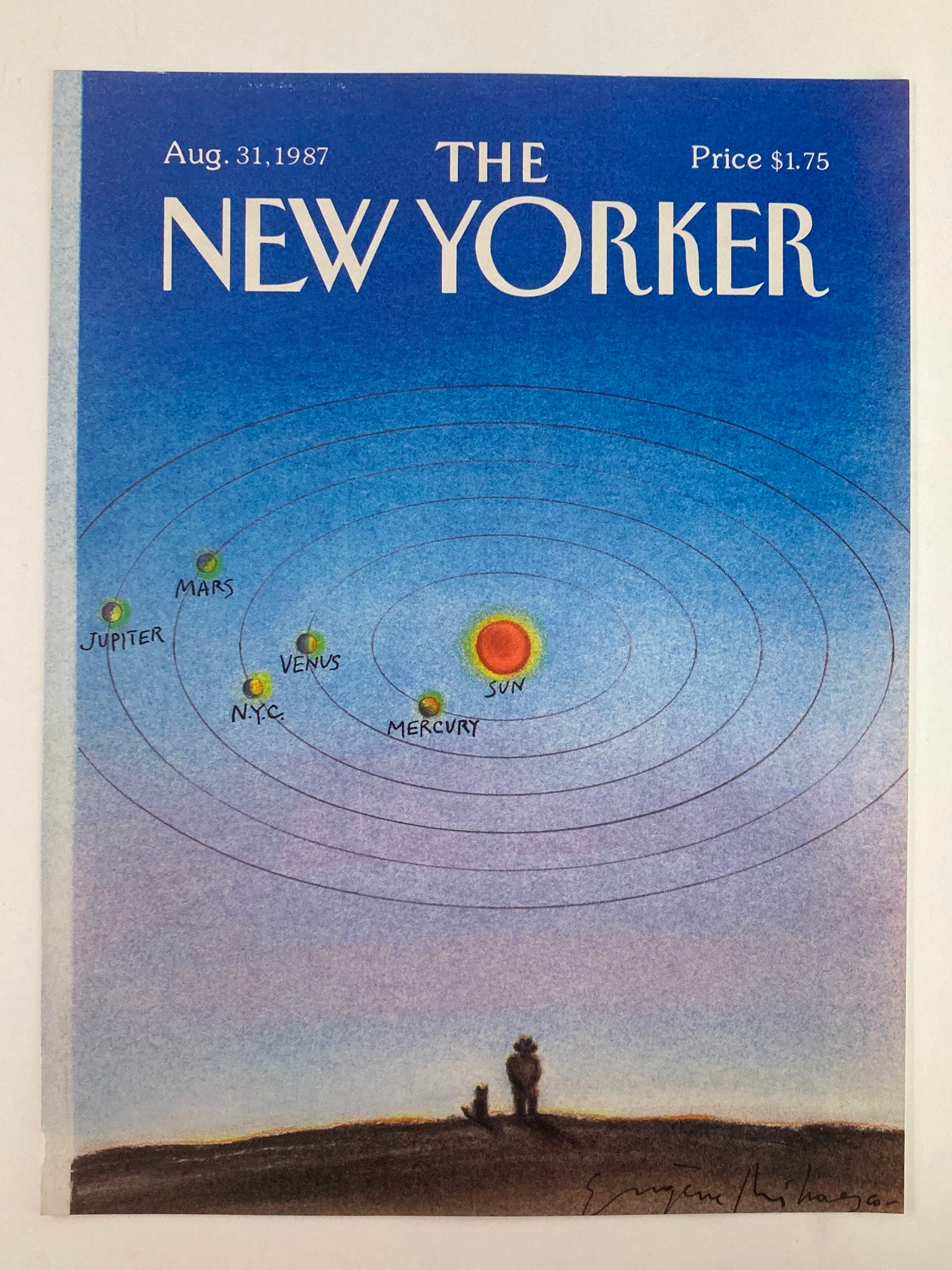 COVER ONLY The New Yorker August 31 1987 Planets & The Sun by Eugene Mihaesco