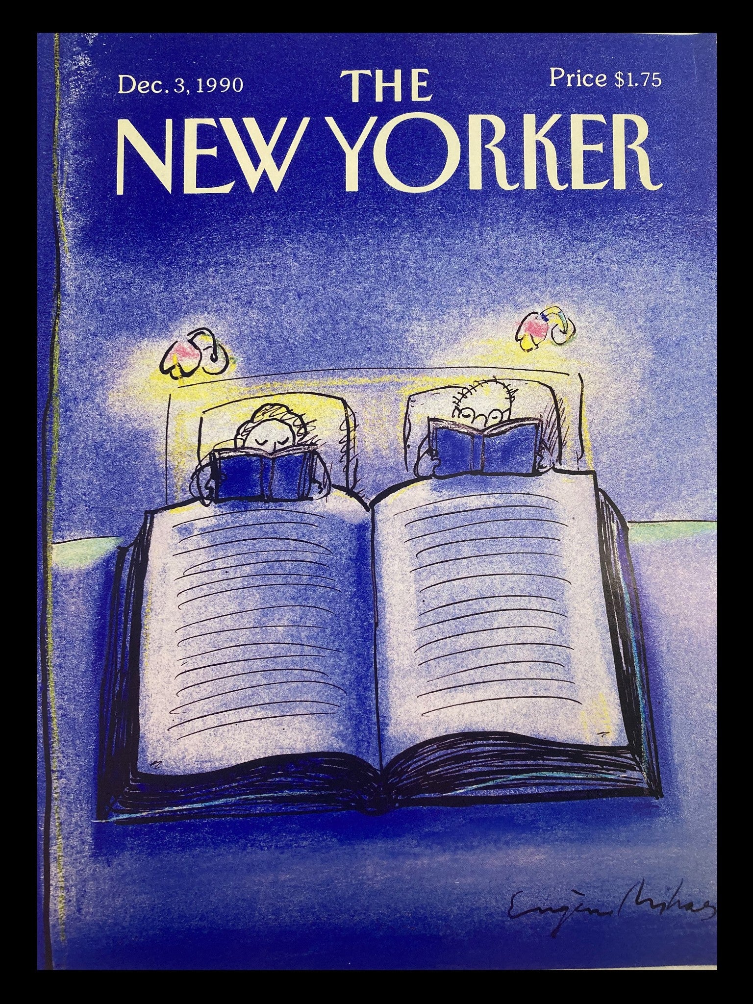 COVER ONLY The New Yorker December 3 1990 Bedtime Reading by Eugene Mihaesco