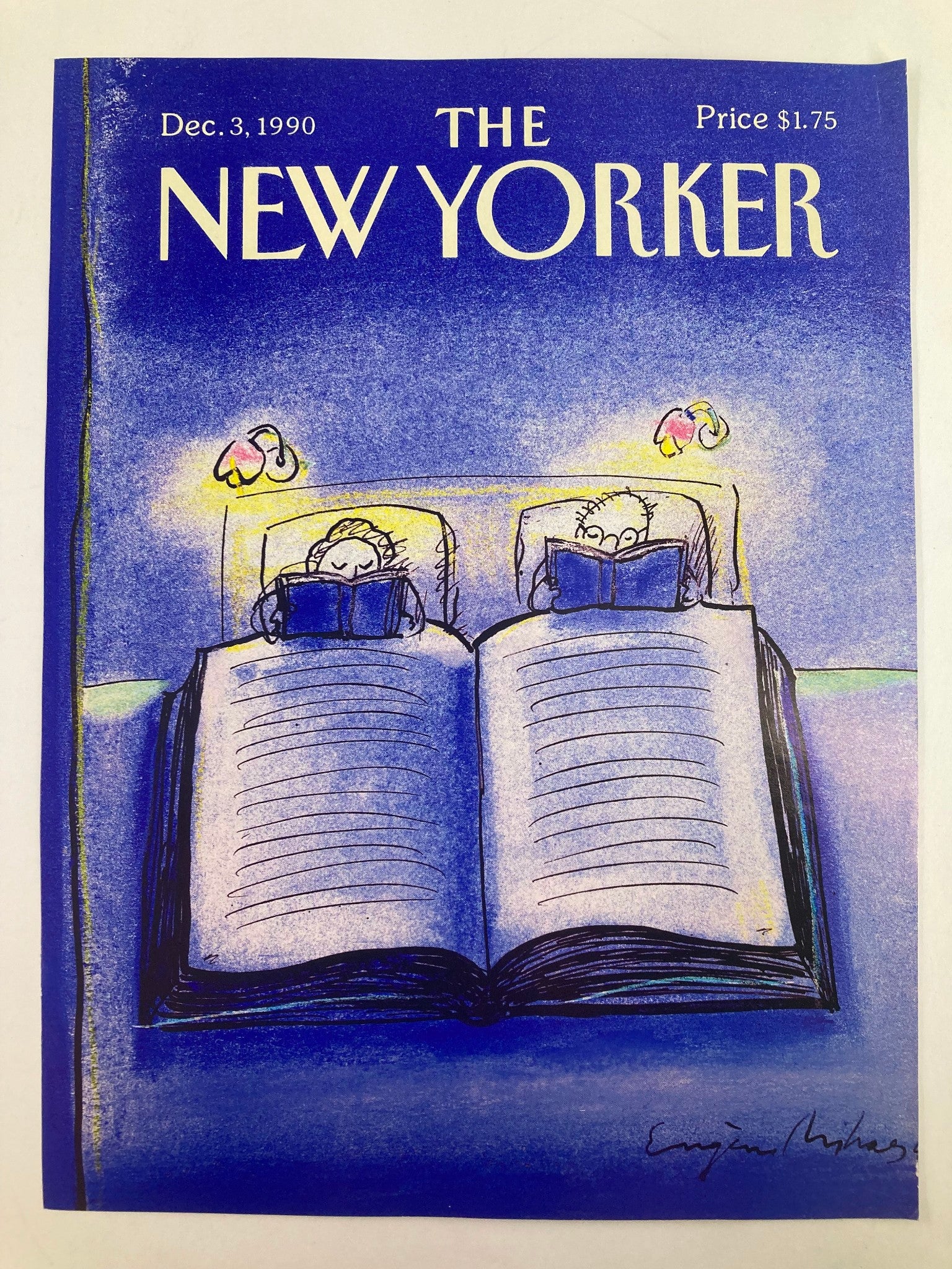 COVER ONLY The New Yorker December 3 1990 Bedtime Reading by Eugene Mihaesco