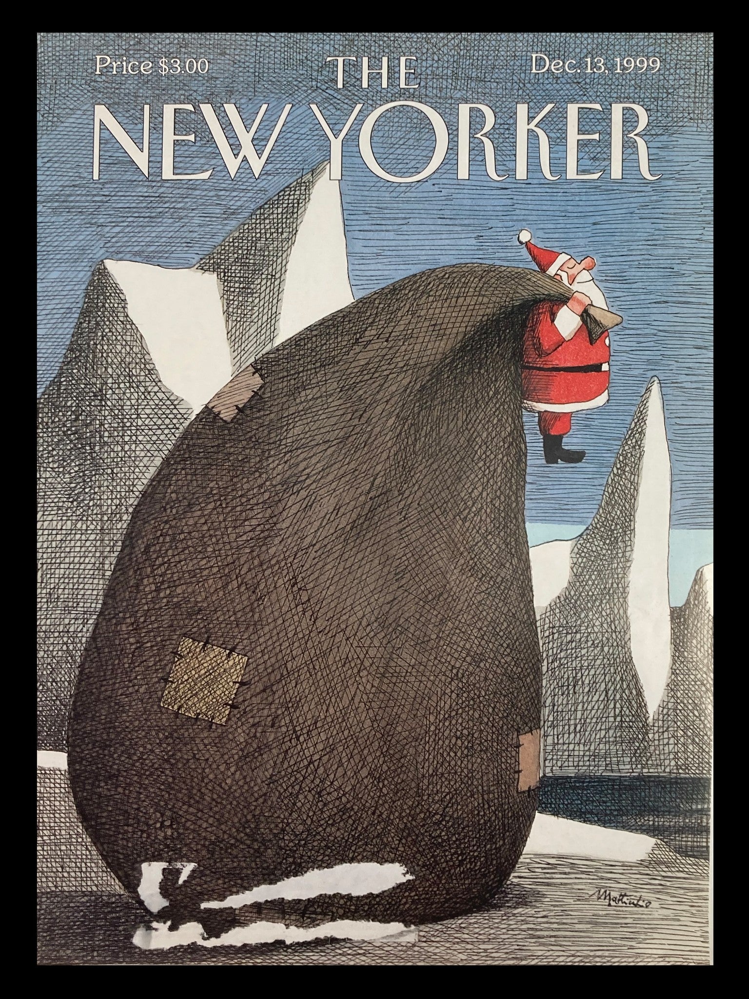 COVER ONLY The New Yorker December 13 1999 The Big Bag by Franco Matticchio