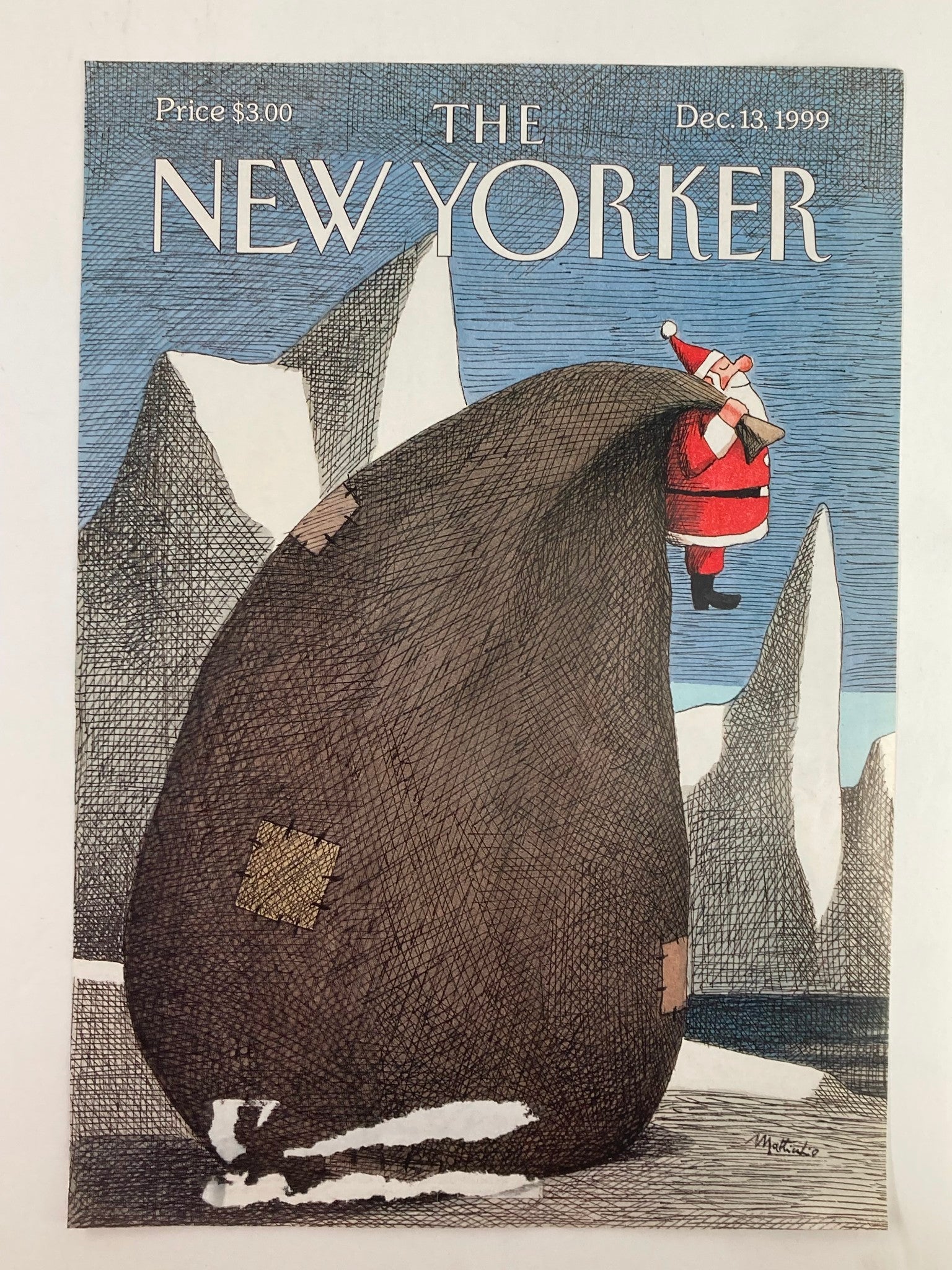 COVER ONLY The New Yorker December 13 1999 The Big Bag by Franco Matticchio