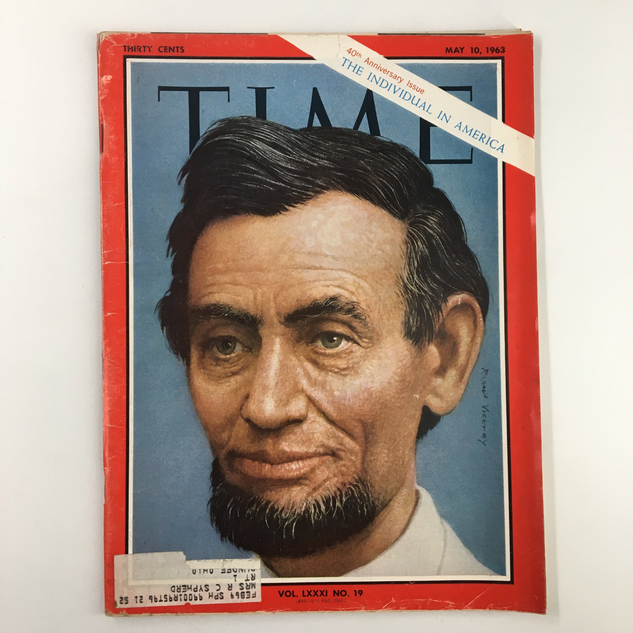 VTG Time Magazine May 10 1963 Vol 81 #19 Abraham Lincoln Individual in America