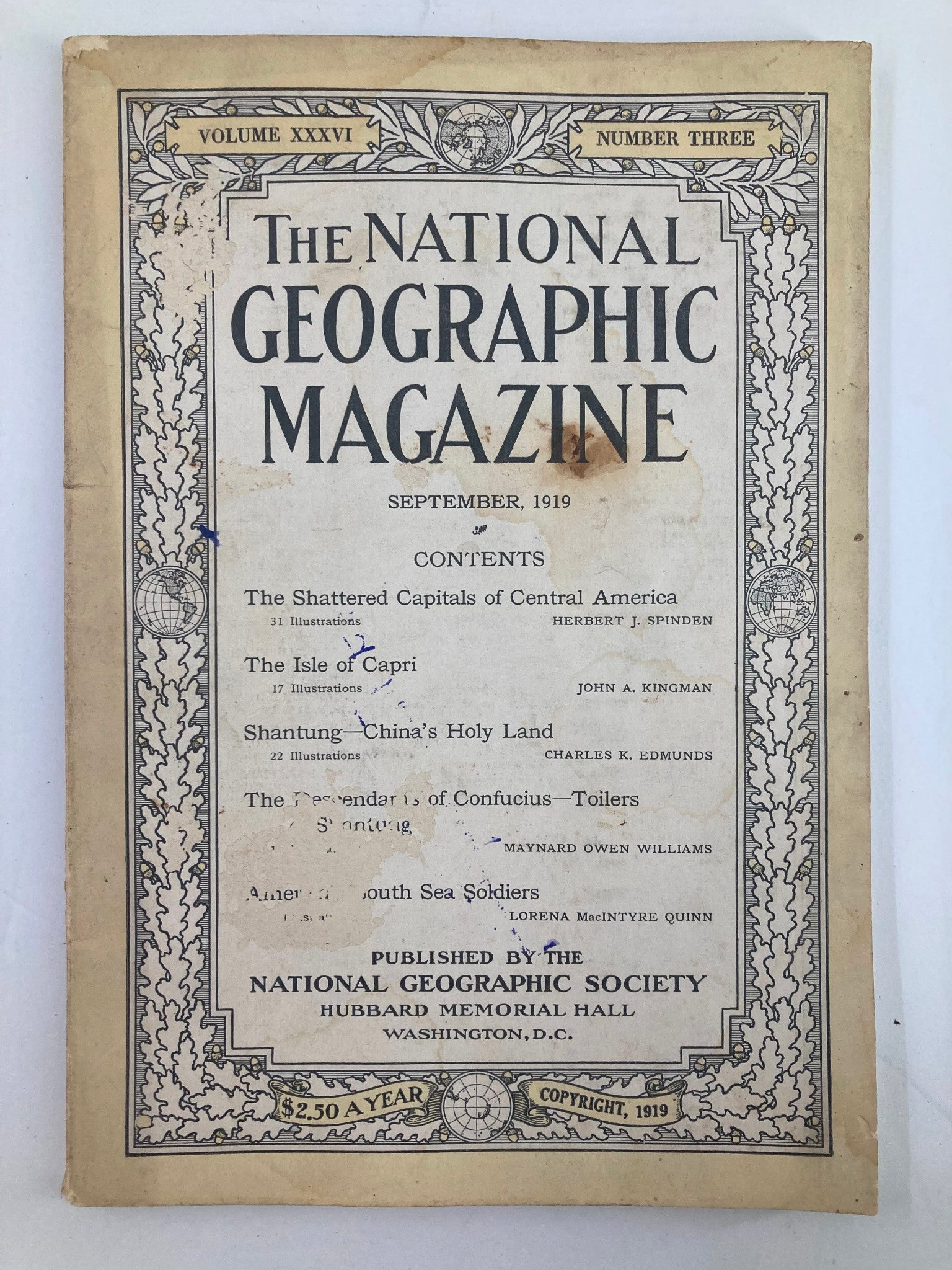 VTG The National Geographic Magazine September 1919 The Isle of Capri No Label