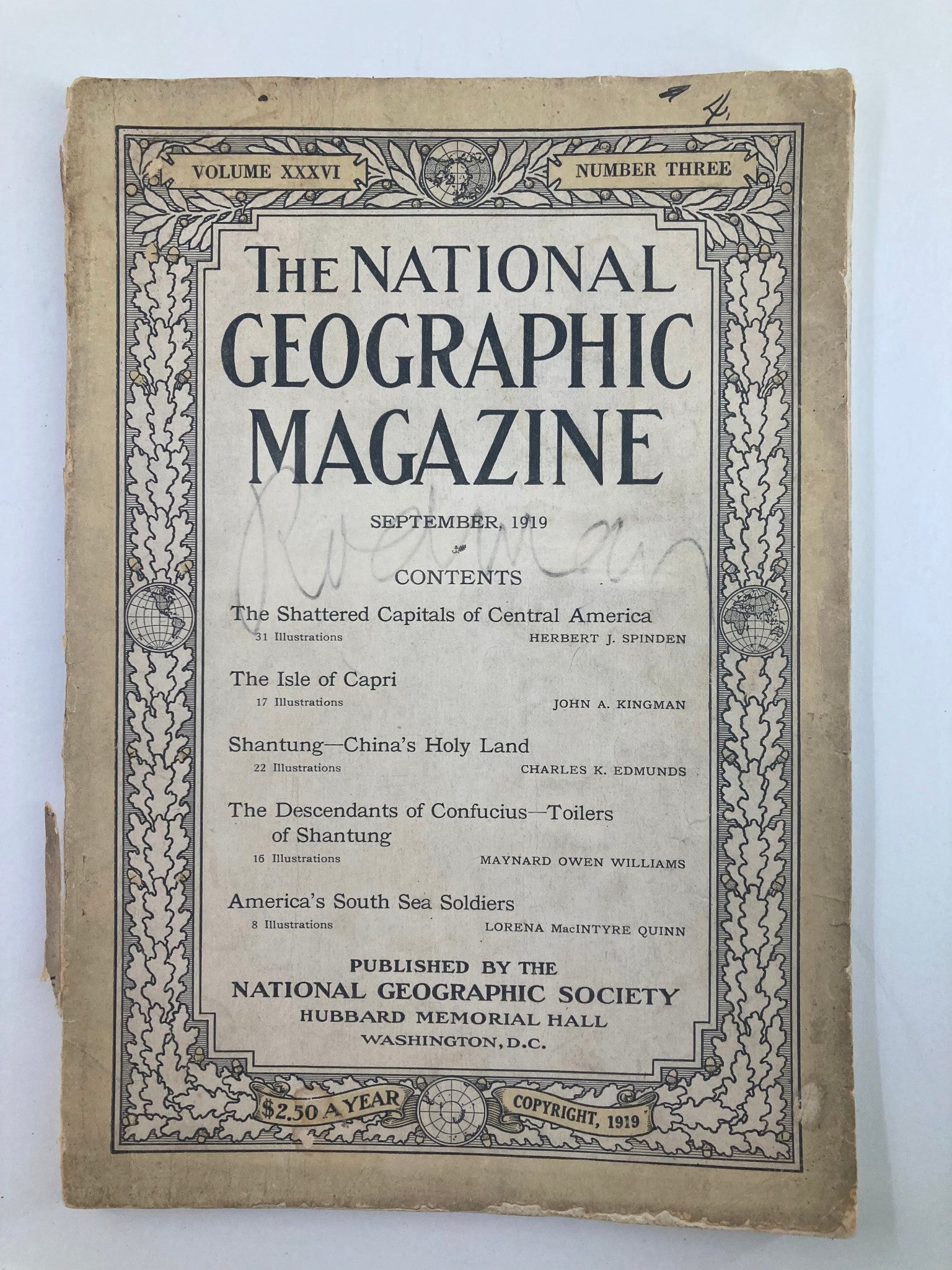 VTG The National Geographic Magazine September 1919 Shantung Holy Land No Label