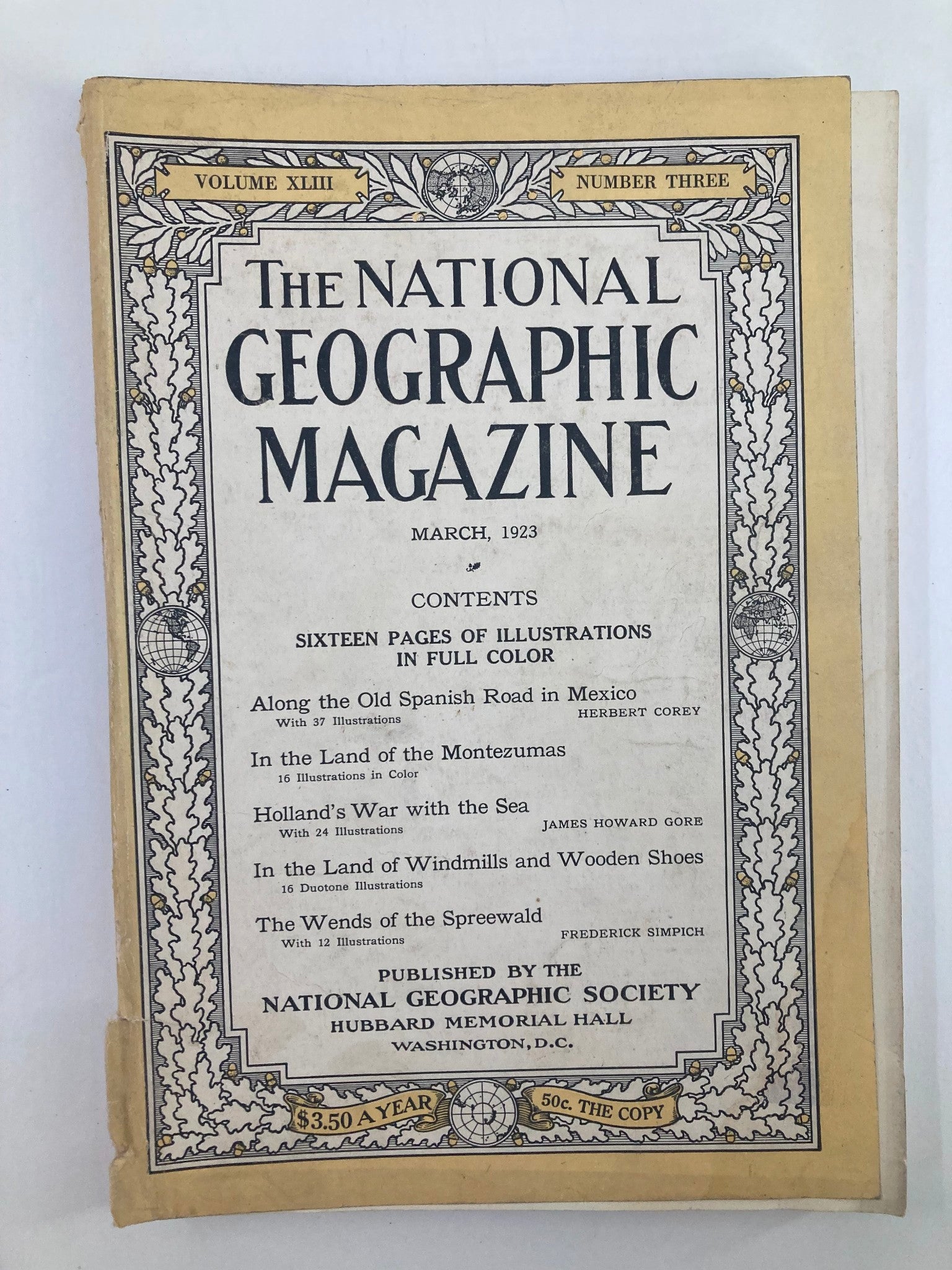 VTG The National Geographic Magazine March 1923 Holland's War w/the Sea No Label