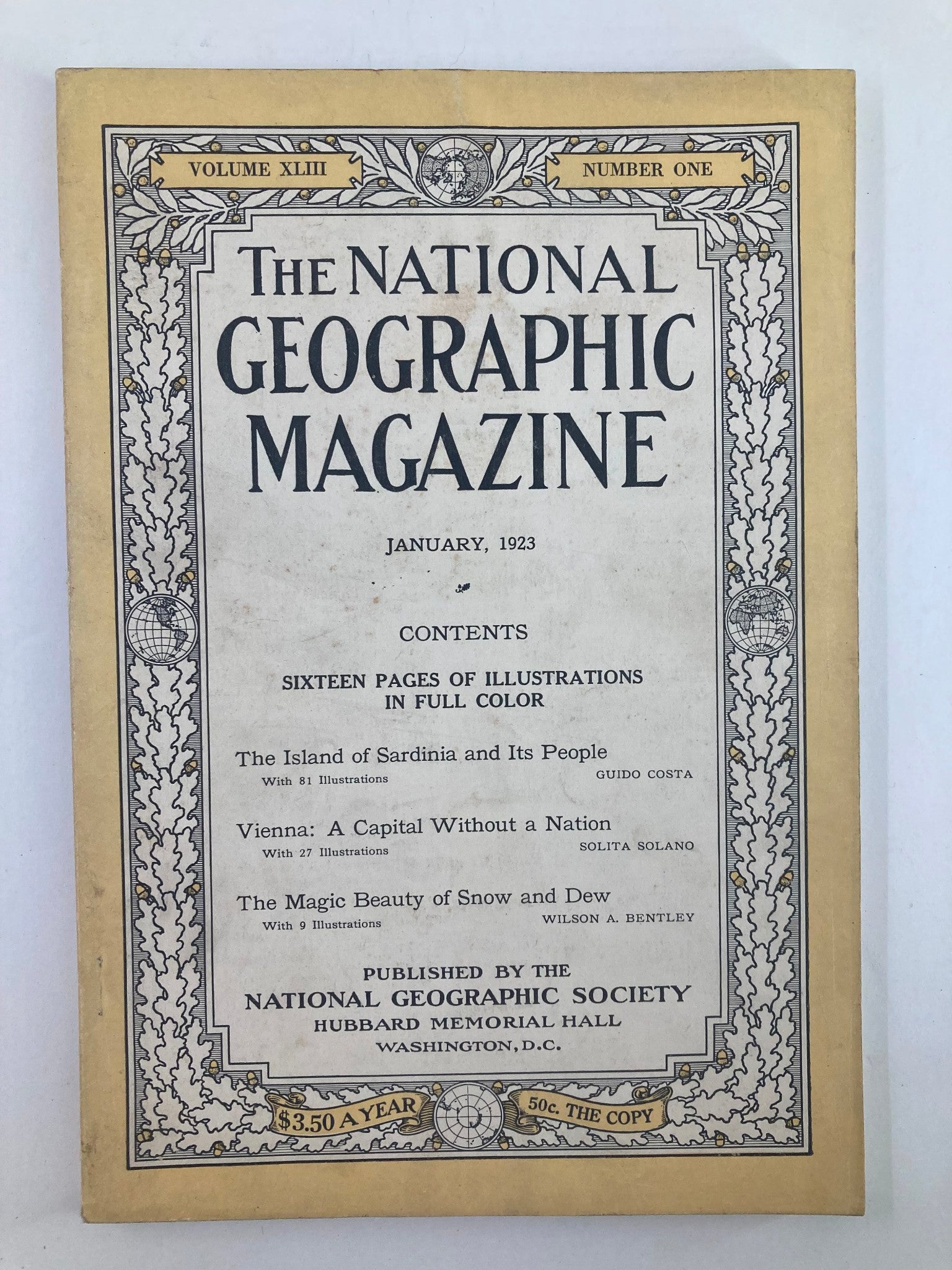 VTG The National Geographic Magazine January 1923 Island of Sardinia No Label