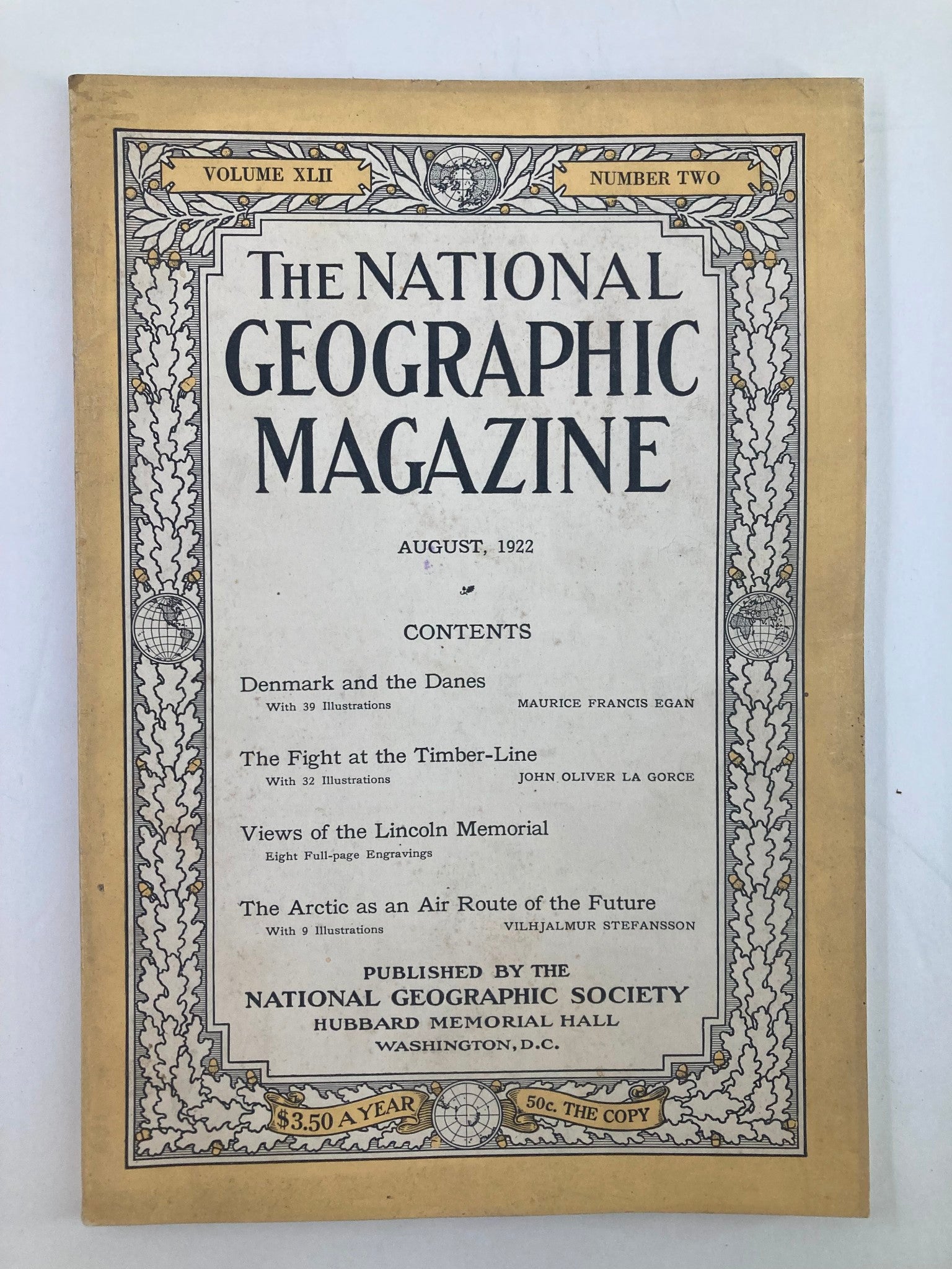 VTG The National Geographic Magazine August 1922 Denmark & The Danes No Label