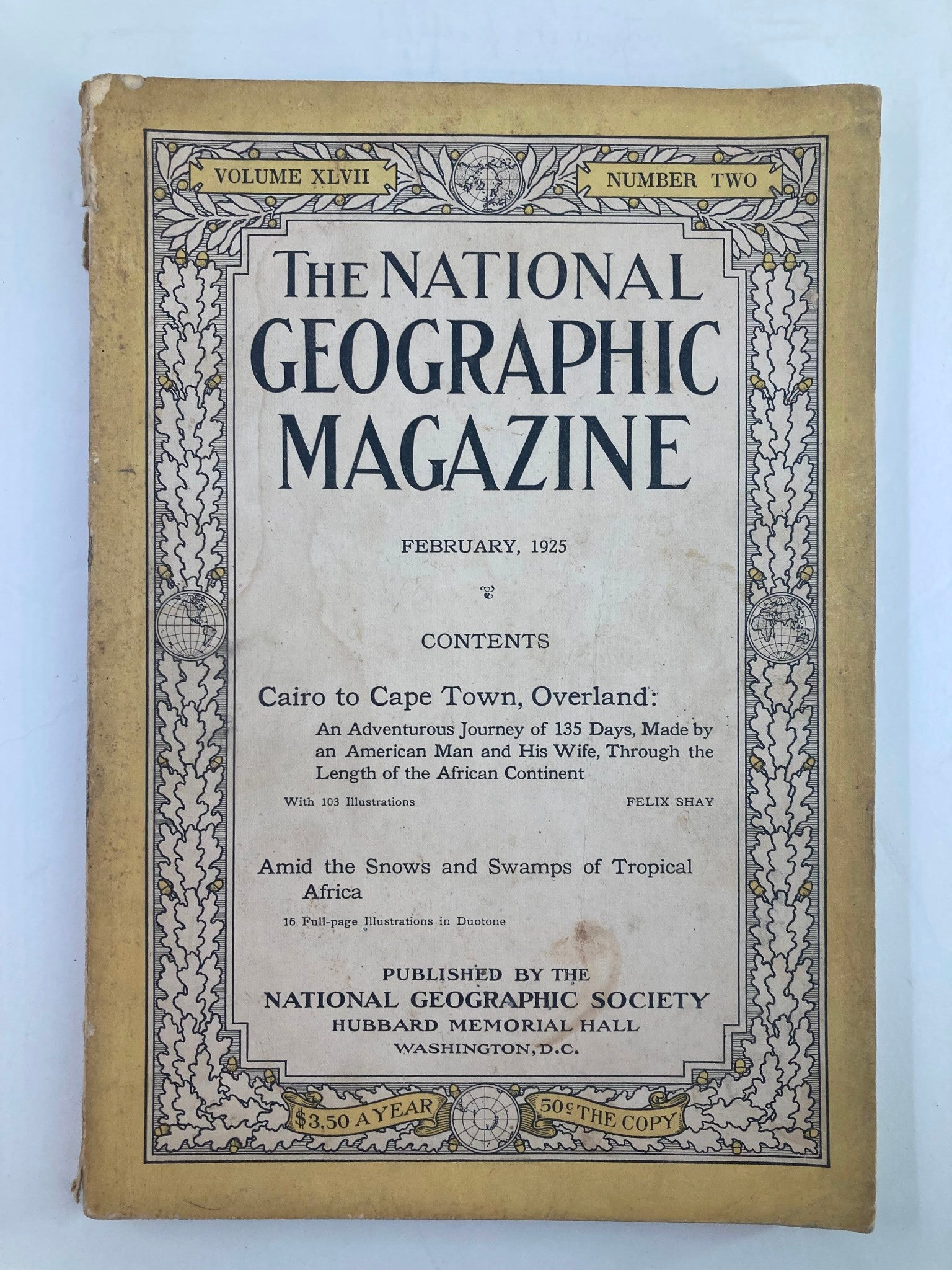 VTG The National Geographic Magazine February 1925 Cairo to Cape Town No Label