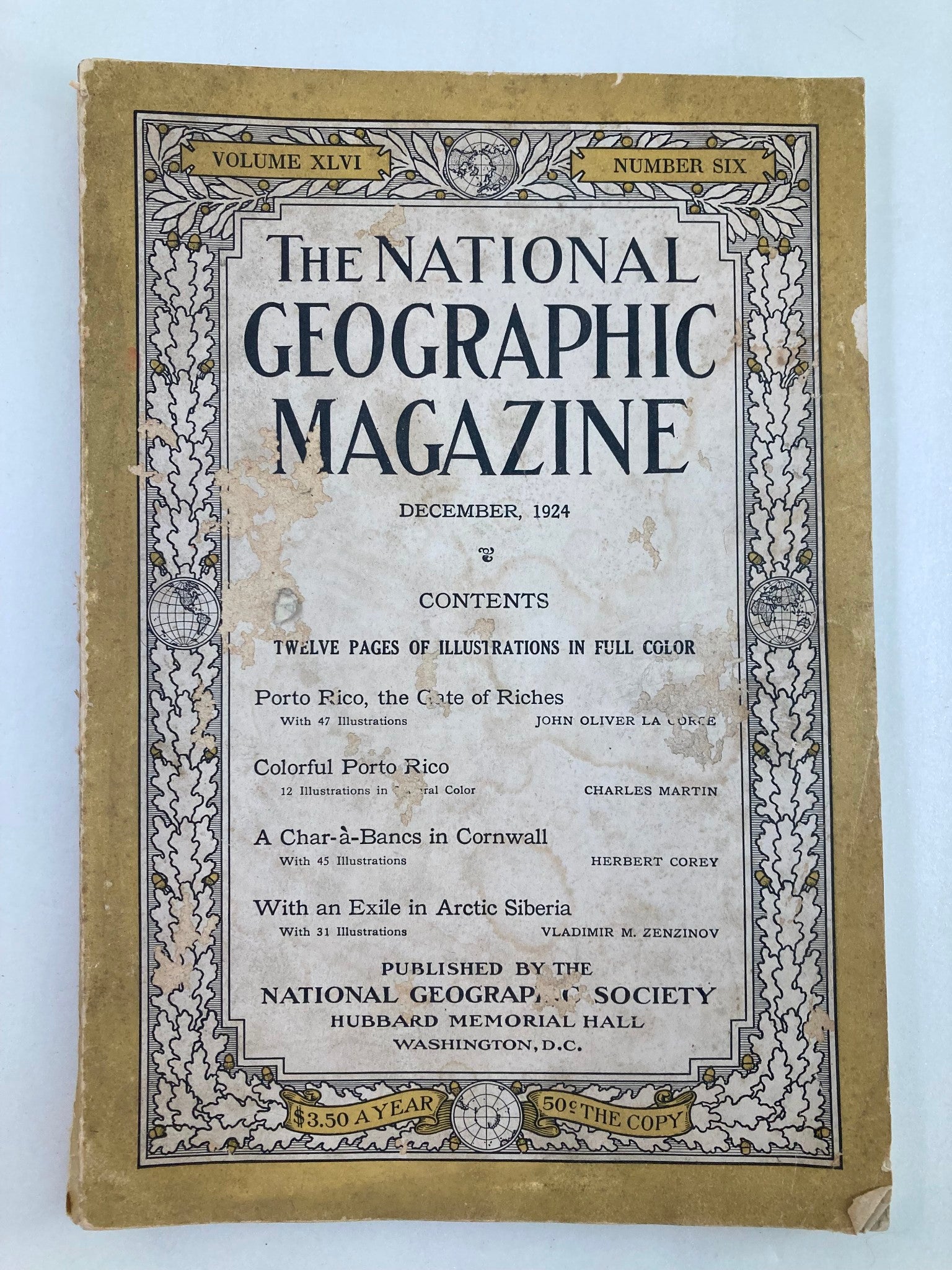 VTG The National Geographic Magazine December 1924 Colorful Porto Rico No Label