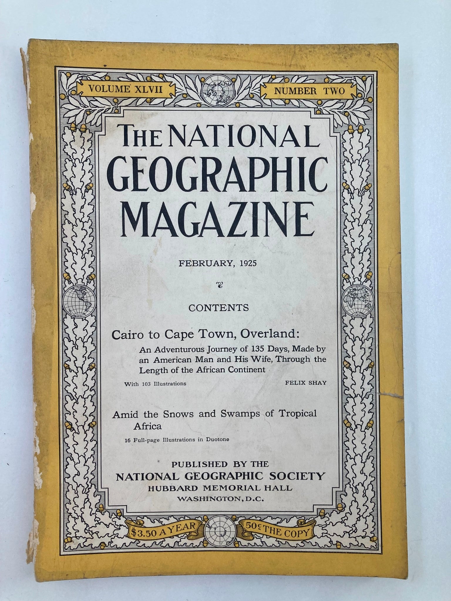 VTG The National Geographic Magazine February 1925 Cairo to Cape Town No Label